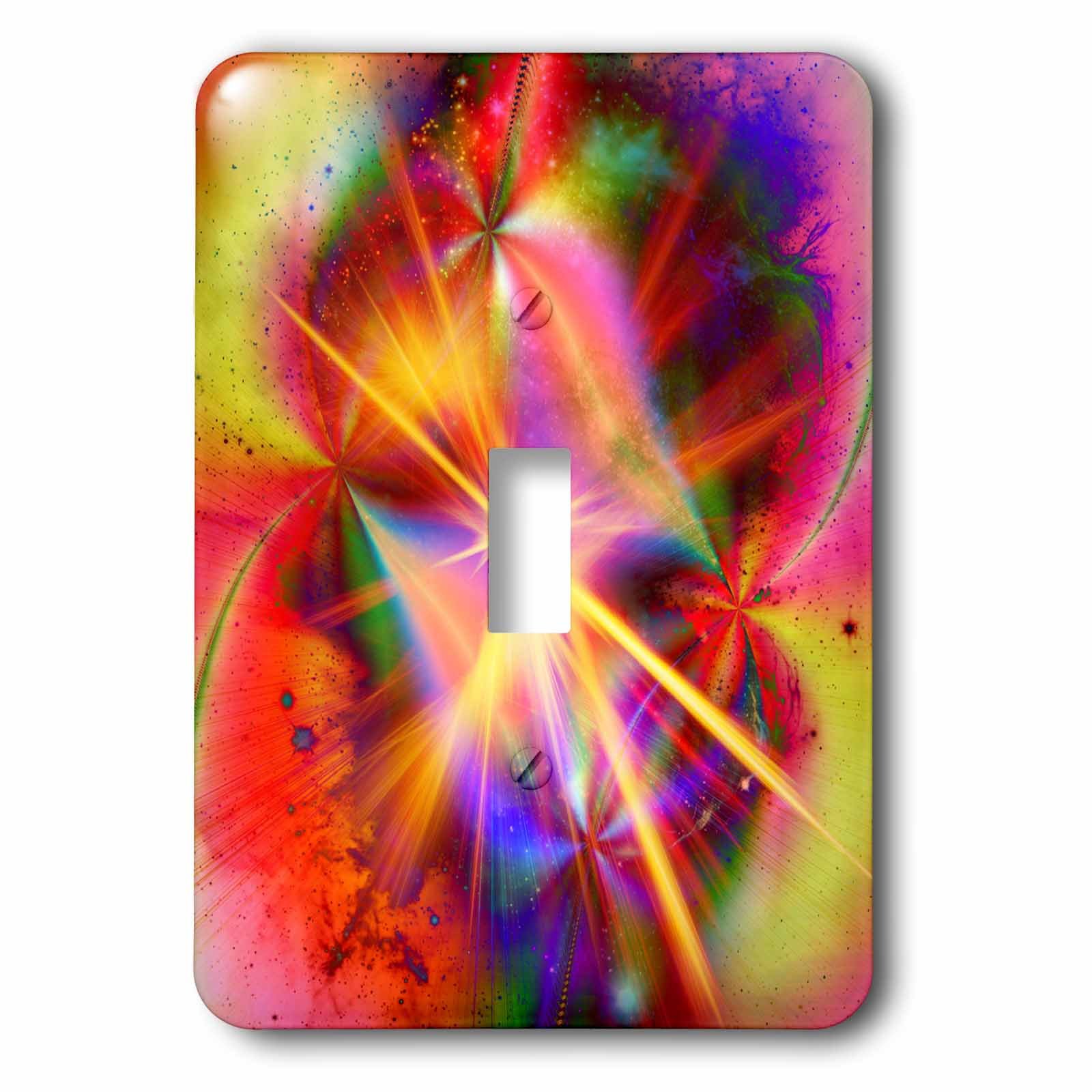 3dRose Colorful Abstract Starburst Universe Fractal Art Light Switch Cover - Decorative Wall Plate for Bedroom, Living Room & Office