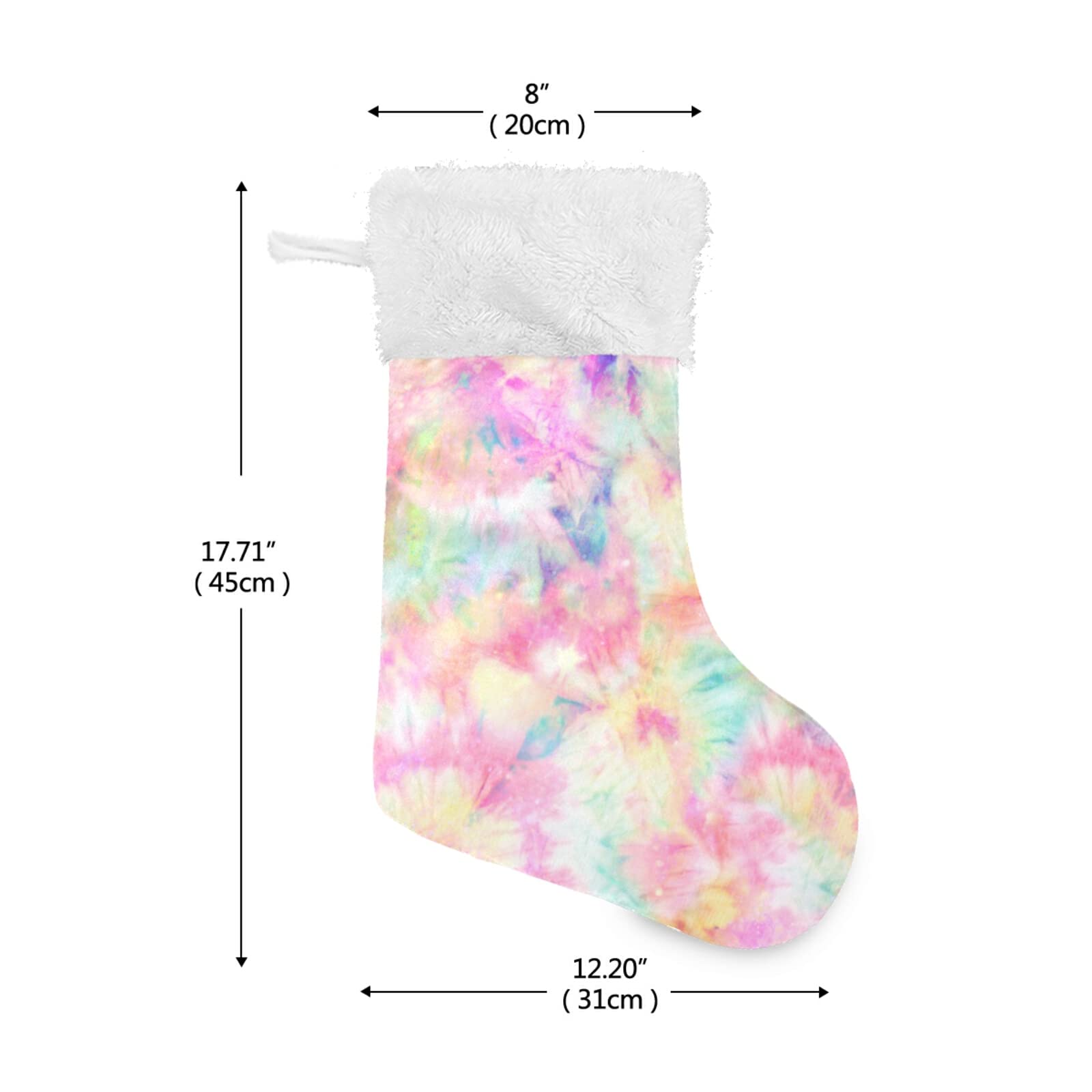 ALAZA 18 Inch Christmas Stockings - Burlap with Large Pink Tie Dye & Plush Faux Fur Cuff - Holiday Stockings for Family, Xmas Party Decor - Perfect for Fireplace Mantel, Gift Filling & Festive Home Decor