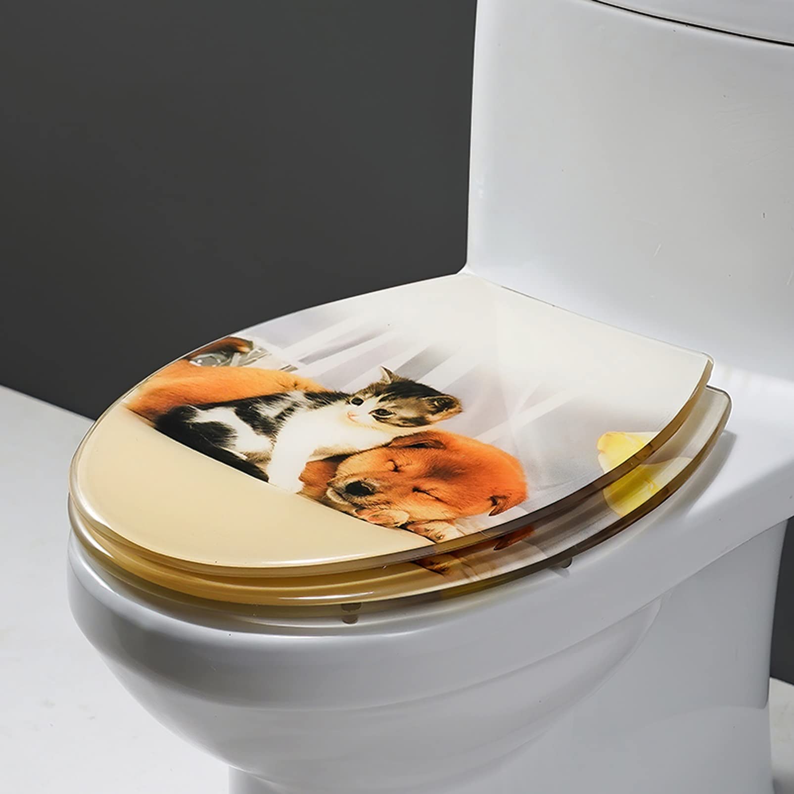 Slow Close Toilet Seat - Universal Quiet-Close Toilet Lid Cover with Strong Hinges, Easy to Install and Clean, Durable Resin (Color: Black) - Perfect for Bathroom Upgrade, Home Renovation & Commercial Use