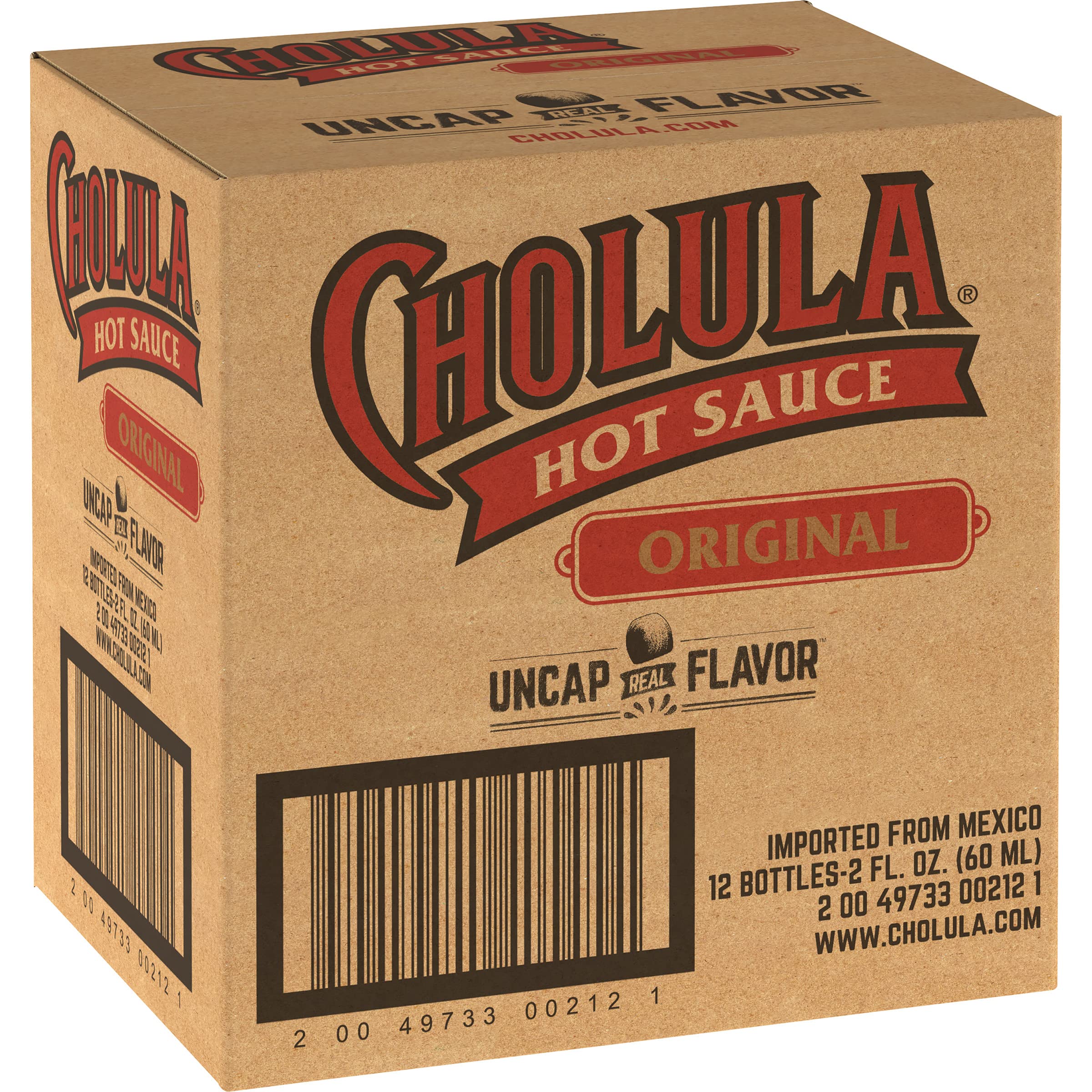 Cholula Original Hot Sauce - 2 fl oz Bottle (Pack of 12) | Authentic Mexican Hot Pepper Sauce for Tacos, Wings, Eggs & More | Perfect for Home Cooking, Restaurants & Gifts