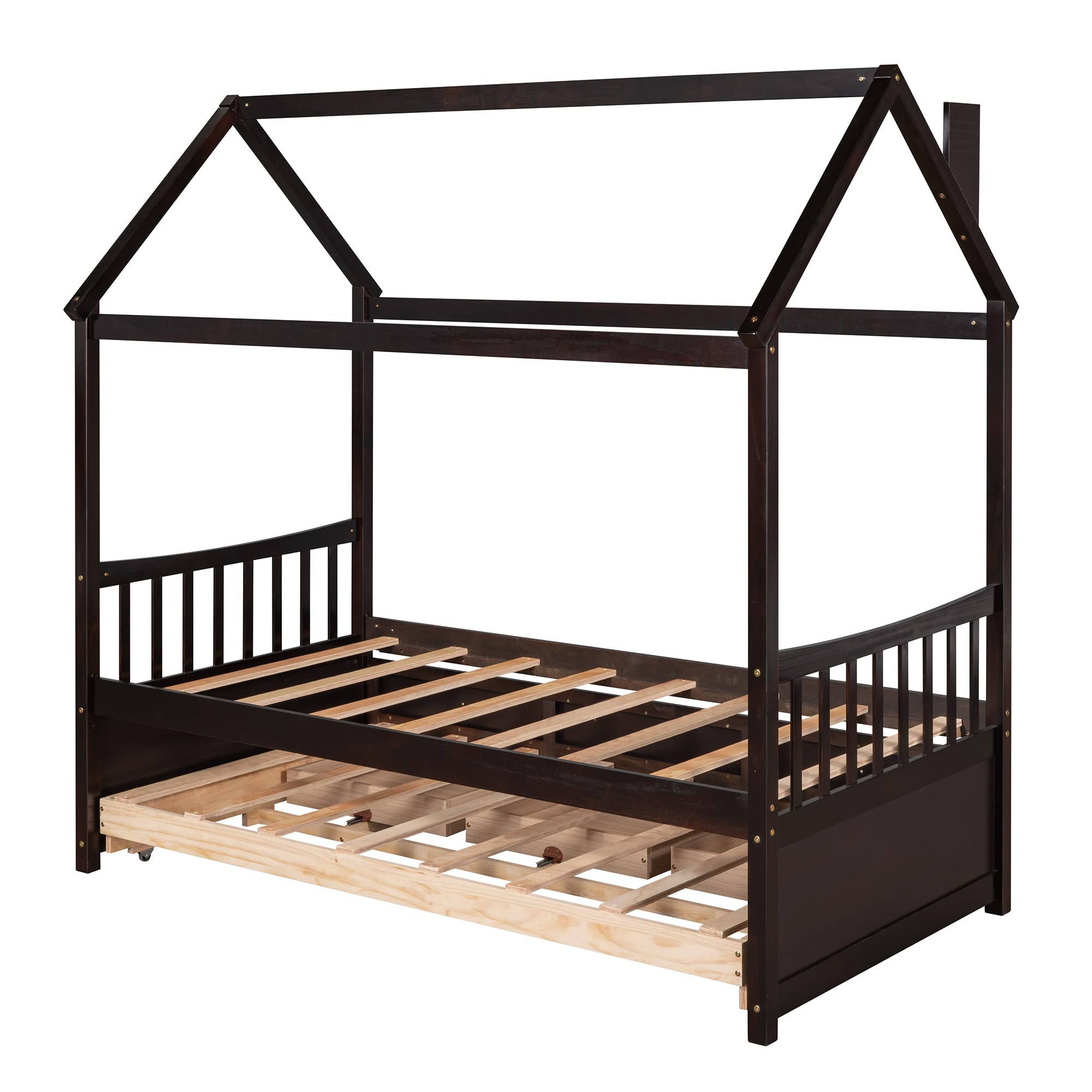 SOFTSEA Twin Size Wooden Captain's Bed with Storage Drawers & Trundle - Space Saving Daybed for Kids Bedroom, Guest Room & Small Spaces