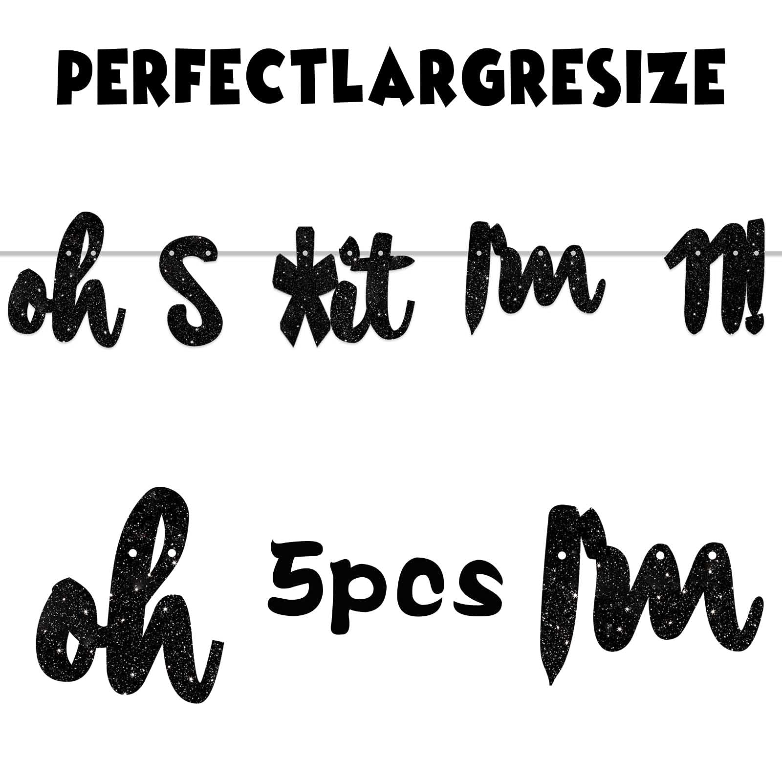 Glitter Black 'Oh I'm 11!' Birthday Banner Backdrop - Cheers to 11 Years Old Theme Decor for Boys & Girls - Happy 11th Birthday Party Photo Studio Props, Flags & Party Supplies - Perfect for Birthday Celebrations, Photo Booths & Decorative Backdrops