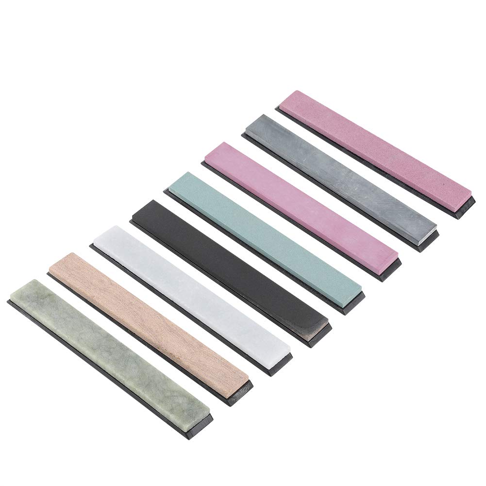 8-Piece Sharpening Stone Set with Anti-Slip Base - Professional Whetstone Knife Sharpener for Kitchen Knives, Scissors, Cutters & Shaving Tools | Perfect for Home Chefs, Barbers & DIY Enthusiasts