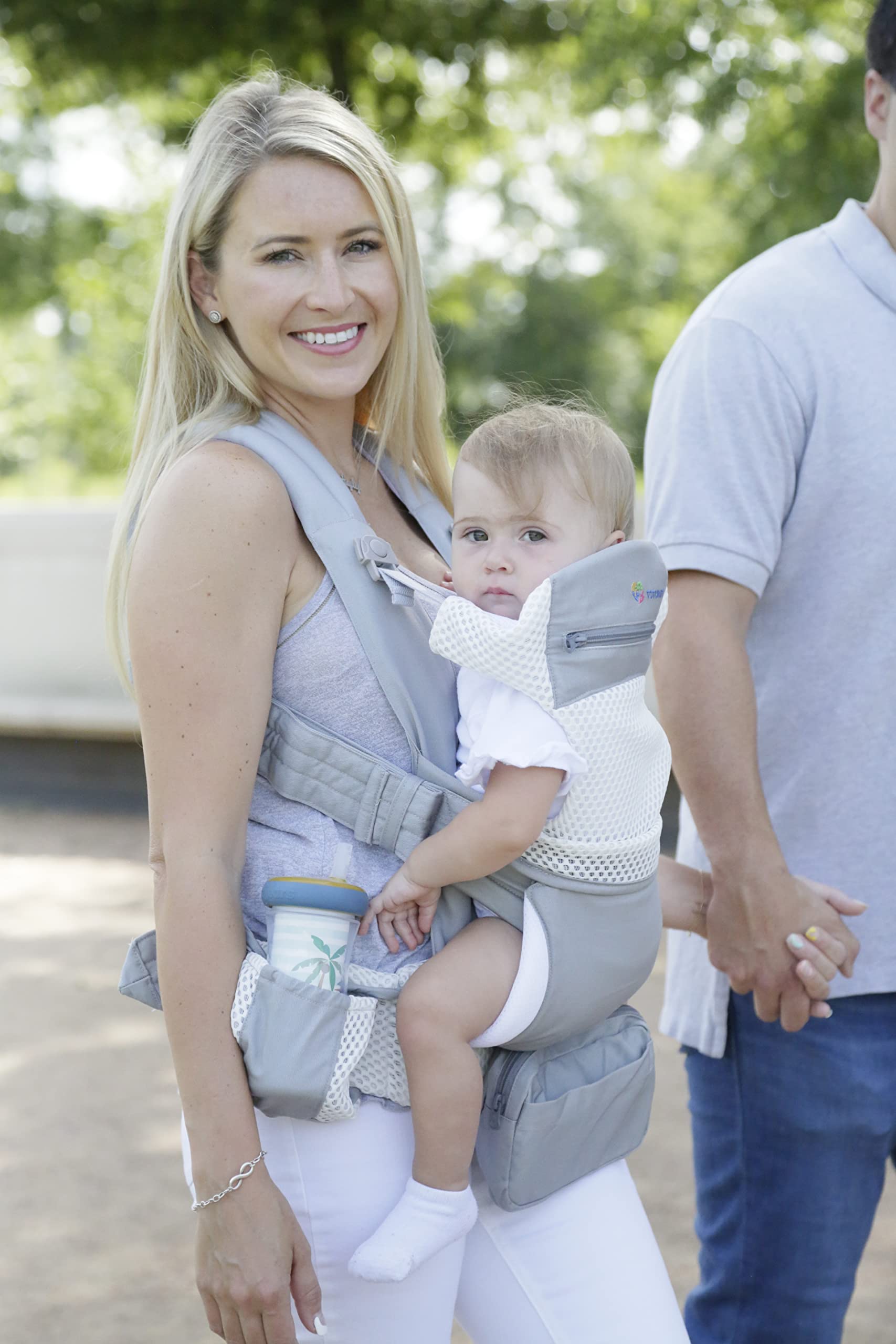 Organic Baby Carrier for Newborn to Toddler - Ergonomic Infant & Child Carrier with Lumbar Support for Men & Women - Lightweight Baby Backpack for Hiking & Travel - Breathable Mesh Grey - Perfect for Outdoor Adventures and Daily Parenting