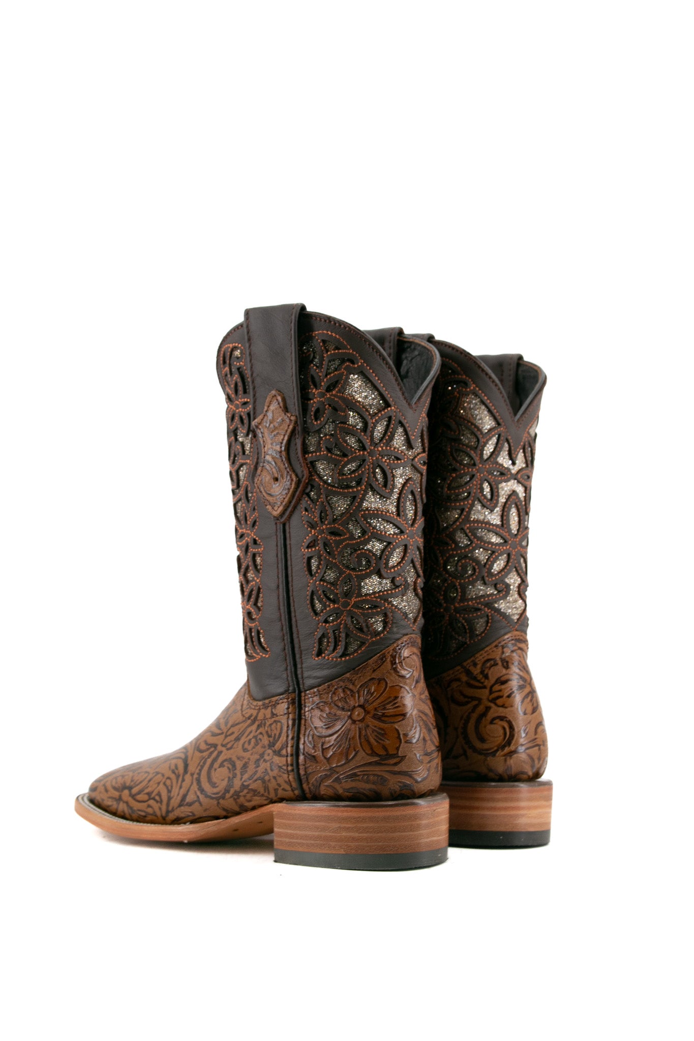 Tooled Cincelado Square Toe Cowgirl Boots for Women - Western Style Leather Riding Boots - Perfect for Country Dancing, Rodeos & Cowboy Fashion