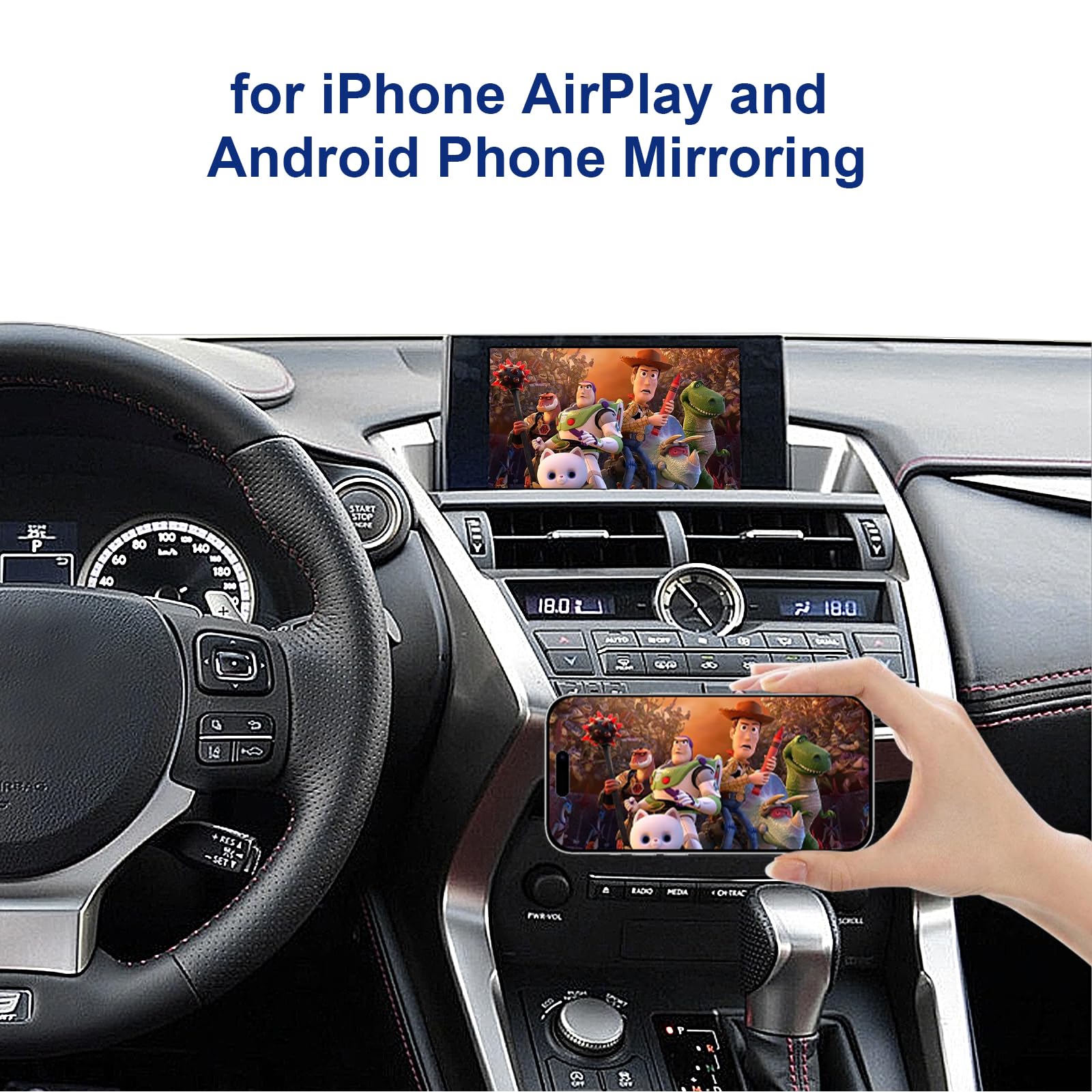 Lexus GS LS RX ES LX Wireless & Wired CarPlay Audio Decoder Upgrade - Retains OEM Screen & Controls, Supports Android Auto Mirror Link, Cameras & Mouse Joystick - Perfect for Seamless In-Car Entertainment & Navigation