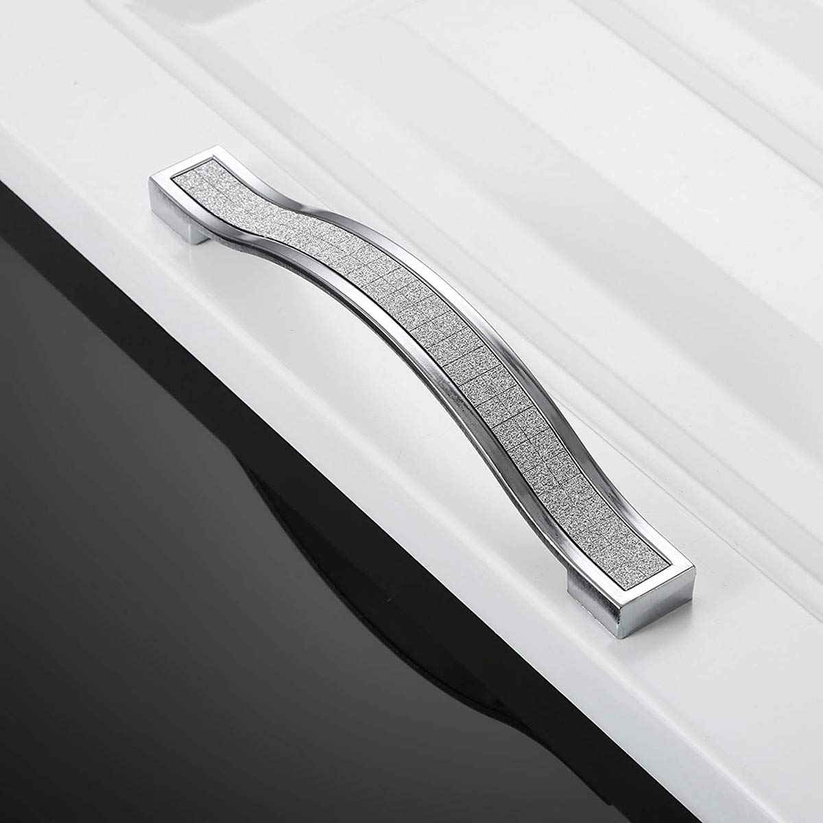 Euro Modern Sandblasted Rhinestone Crystal Cabinet Handles - 4.5