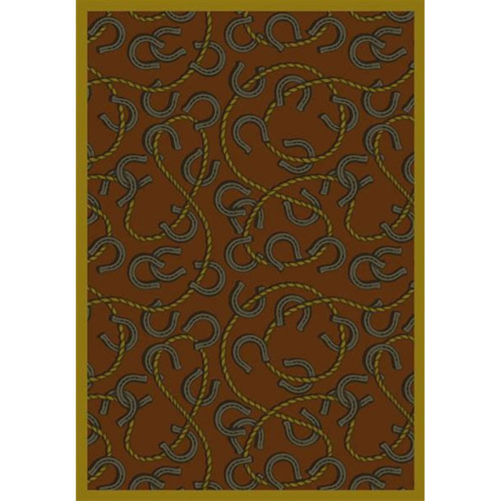 Joy Carpets Kaleidoscope Rodeo Whimsical Area Rugs - Rust Color Non-Slip Kids Playroom Rug for Nursery, Bedroom & Play Areas