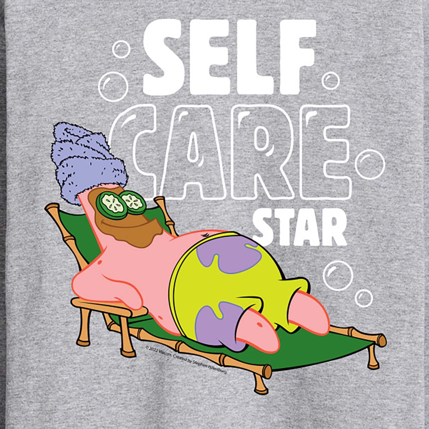 HYBRID APPAREL Spongebob Squarepants Self Care Star Men's Long Sleeve T-Shirt | Funny Cartoon Graphic Tee for Fans | Casual Wear, Gift for Spongebob Lovers