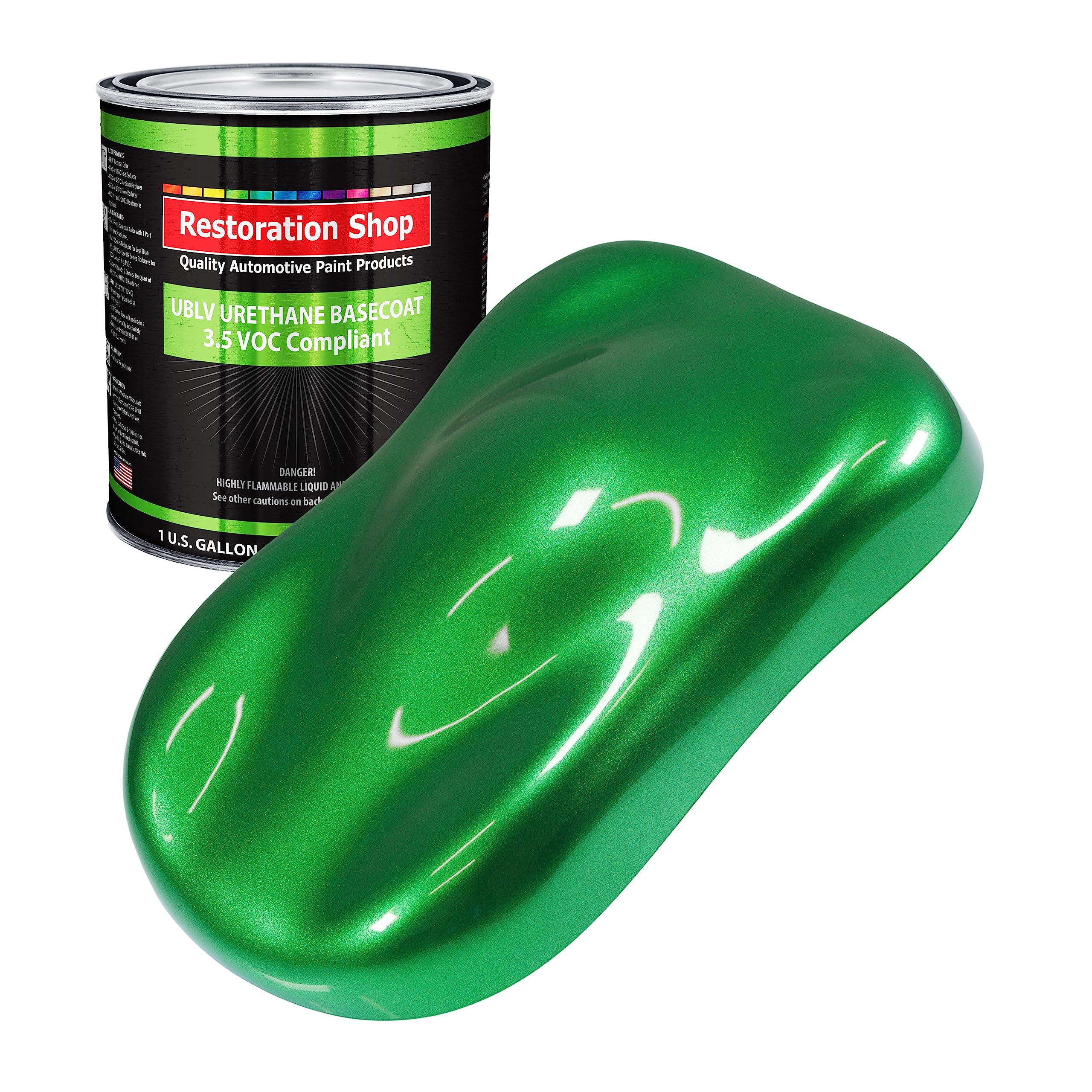 Restoration Shop - Firemist Green Low VOC Urethane Basecoat Auto Paint (1 Gallon) - Professional High Gloss Automotive Refinish Coating for Cars & Trucks - Perfect for DIY Projects & Professional Auto Body Repair