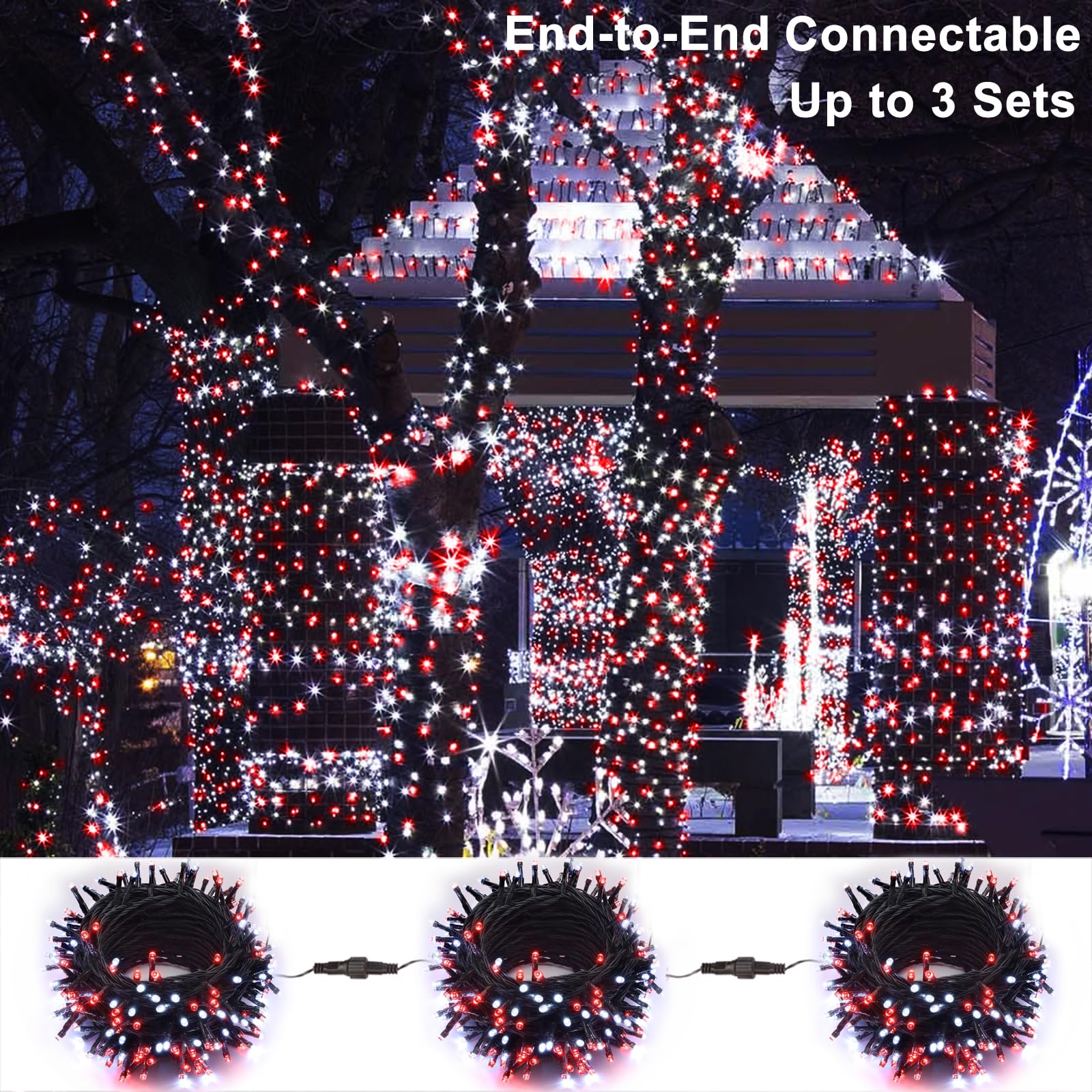 240 LED Connectable Red & White Valentine's Day Lights - 78.74ft String Lights with 8 Modes & Timer for Indoor/Outdoor Decor, Garden Parties, Christmas Trees, Weddings & Romantic Events