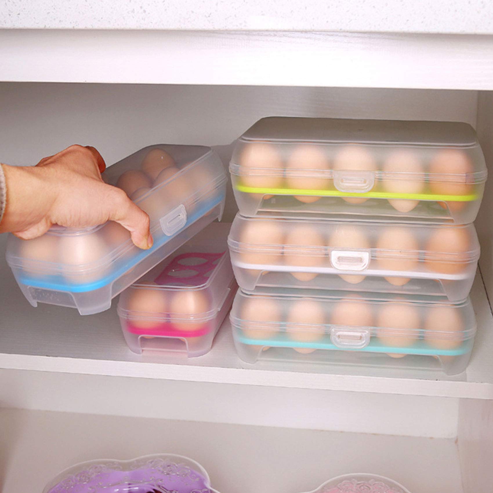 Plastic Covered Deviled Egg Holder for Refrigerator - Stackable Egg Storage Container with Lid, Portable Food Box Holds 15 Eggs (Pink) - Perfect for Easter, Picnics & Meal Prep Organization