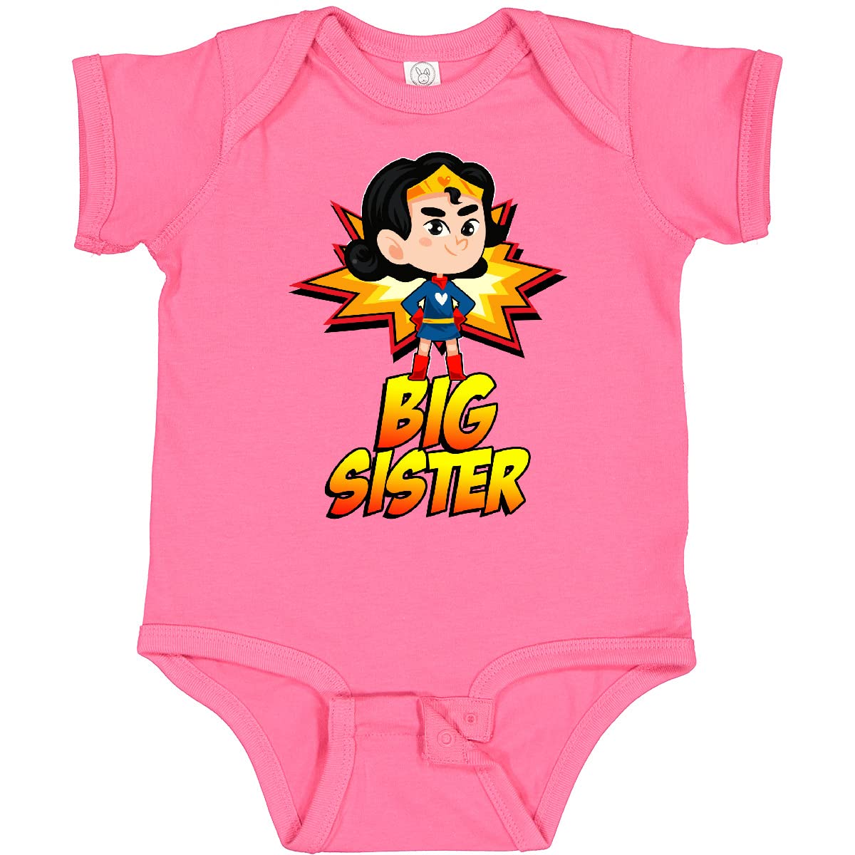 Inktastic Big Sister Superhero Baby Bodysuit - Cute Superhero Outfit for Toddler Girls & Infant Boys - Perfect for Sibling Photo Shoots, Birthday Gifts & Newborn Announcements