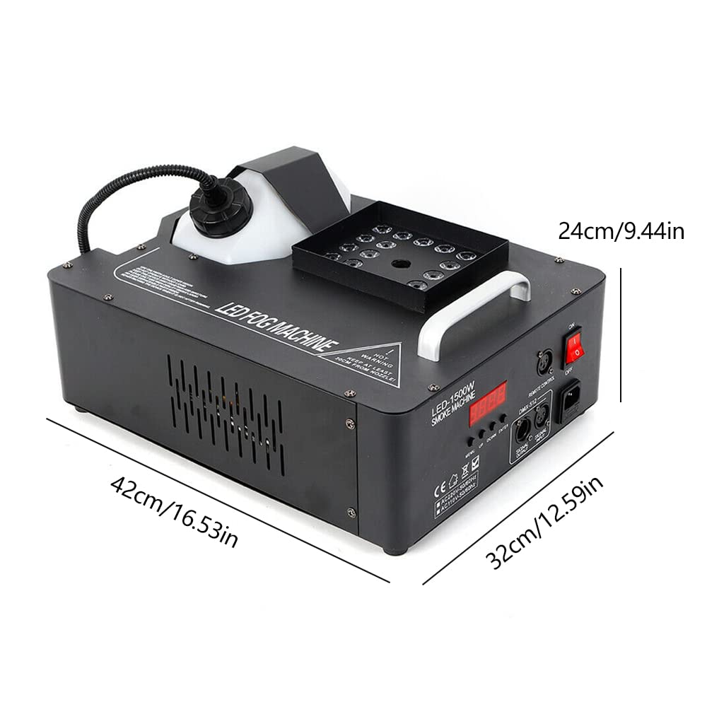 1500W Professional Fog Machine with RGB LED Lights & Remote Control - Vertical Spray DJ Stage Fogger for Halloween Parties, Concerts, Theater & Special Effects