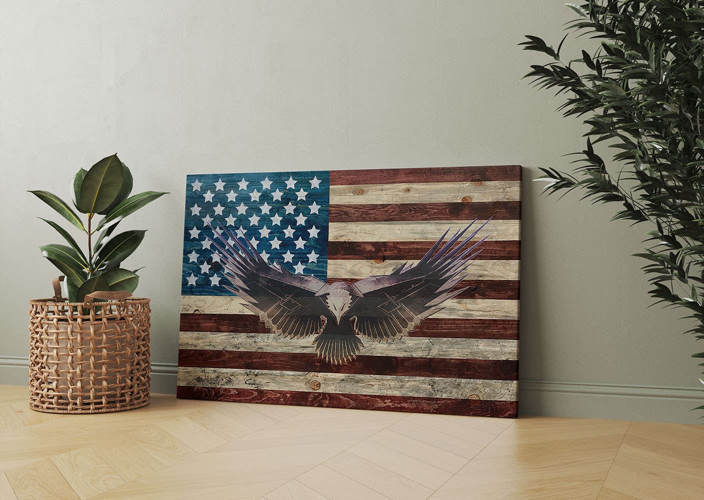 American Flag Wooden Wall Art - Handcrafted Eagle Military Decor Patriotic Wood Flag Poster for Home, Bedroom & Office - Ready to Hang (28''H x 40''W) - Perfect for Veterans Day, Independence Day & Patriotic Home Decor