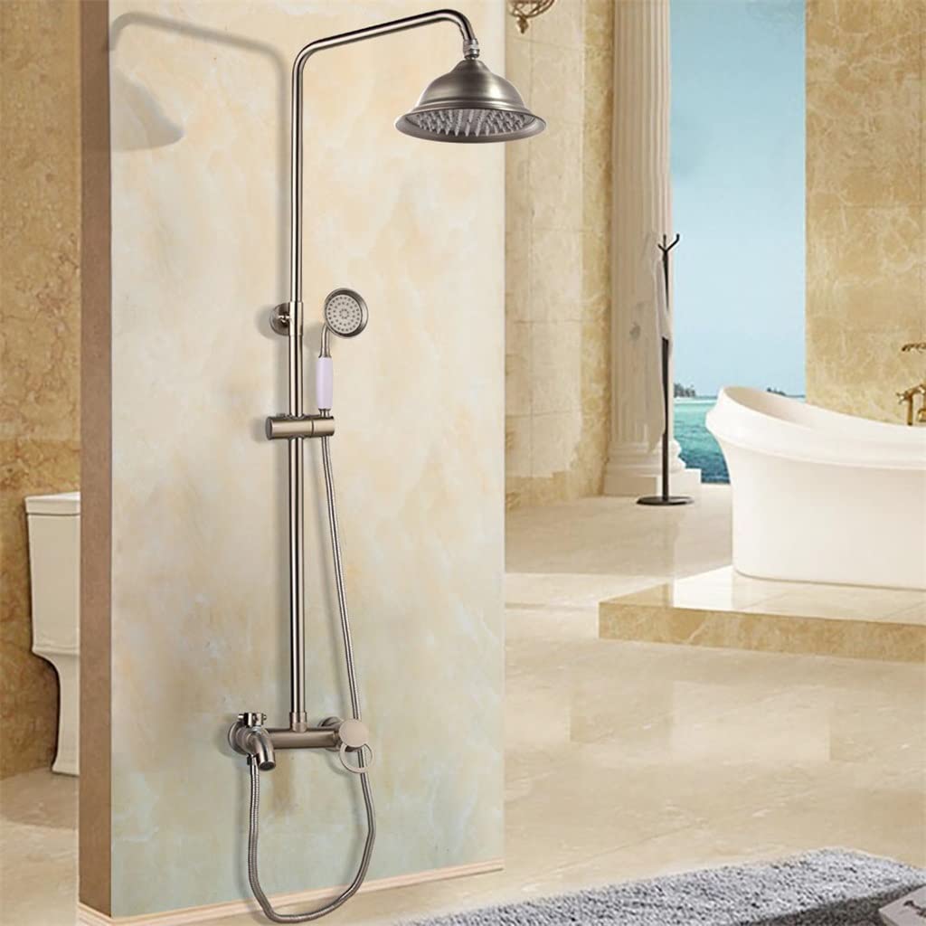 EKDSPW Brushed Nickel Shower Faucet Set with Brass Hand Shower - Hot & Cold Water Mixer Valve for Bathroom (1PS, Color A) | Perfect for Modern Bathroom Renovation & Spa-Like Shower Experience
