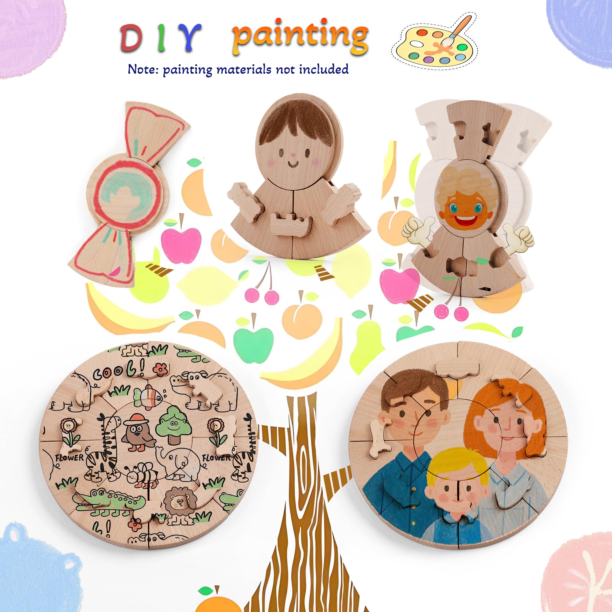 TYP101 2-in-1 Thickened Wooden Puzzle Blocks - Montessori STEM Educational Toys for Kids Ages 3+ | Premium Beech Wood Building Blocks with Interlocking Stackable Design | Includes Display & Storage Stand | Perfect for Preschool Learning, Fine Motor Skills Development & Creative Play at Home or Classroom