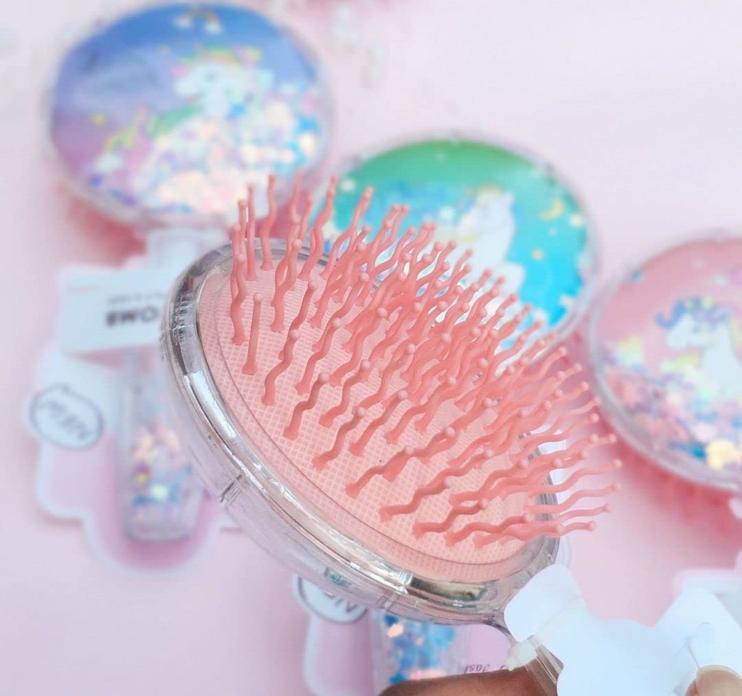 ARPIT MART Unicorn Glitter Star Hairbrush & Comb Set for Kids - Sparkling Detangling Brush for Girls' Hair Care - Perfect for Daily Styling, Birthday Gifts & Princess Dress-Up Play