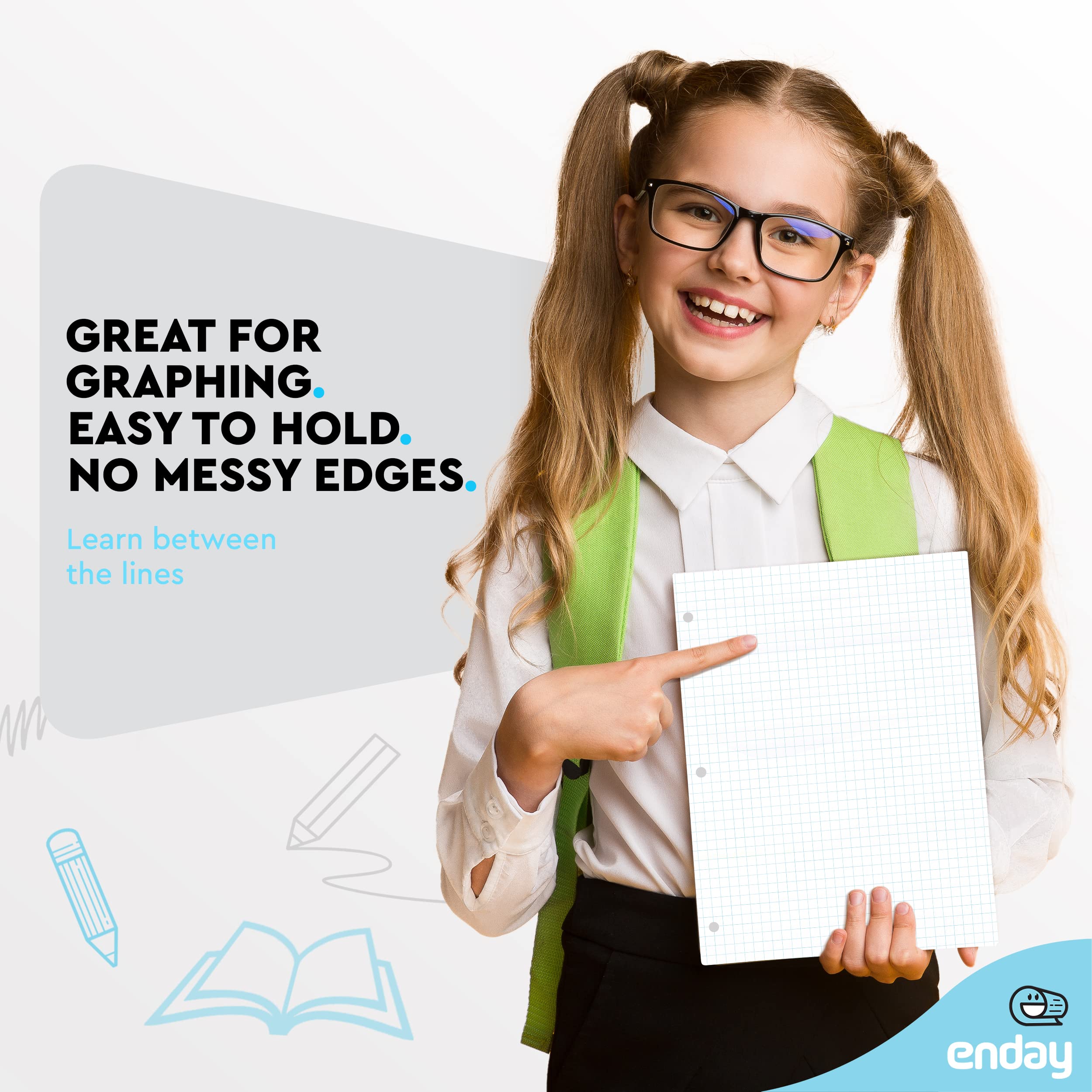 Enday Bulk Graph Paper - 1000 Sheets, Quad Ruled 10.5