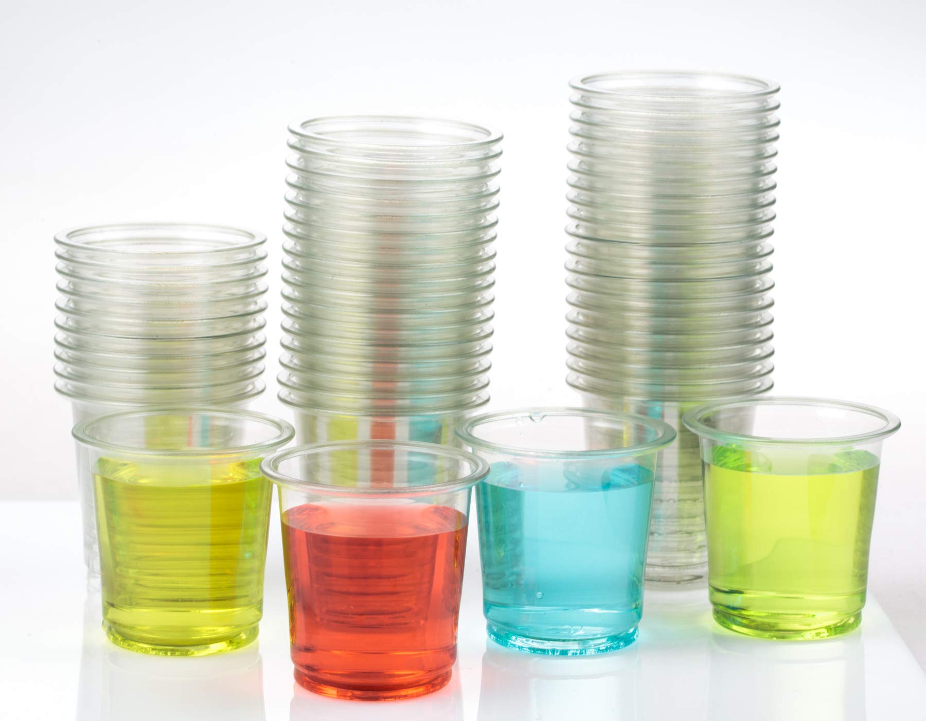 Golden Apple 2oz Clear Plastic Cups - Disposable Mini Shot Glasses for Jello Shots, Party Tumblers (50 Count, BPA Free) - Perfect for Cocktail Parties, Wedding Receptions & Birthday Celebrations