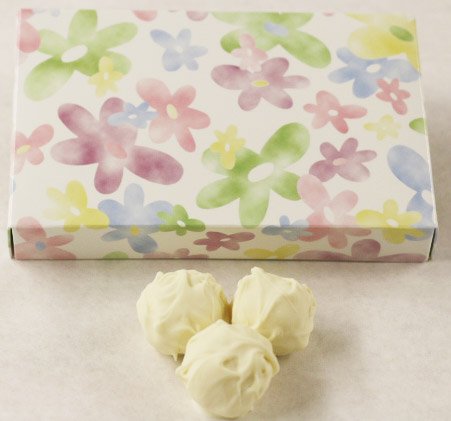 Scott's Cakes White Chocolate Covered Butter Pecan Truffles - 8 oz Daisy Box | Gourmet Pecan Candy Gifts for Holidays, Birthdays & Parties