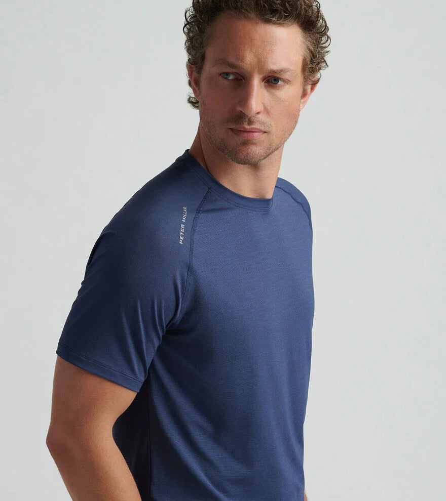 Peter Millar Men's Aurora Performance T-Shirt - Moisture-Wicking, Breathable, Quick-Dry Activewear for Golf, Running & Gym - Navy Blue