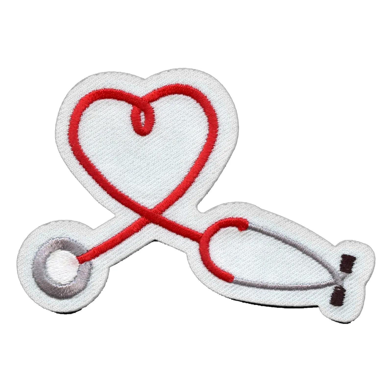 Heart Shaped Stethoscope Embroidered Iron On Patch for Nurses & Doctors - Perfect for Scrubs, Medical Uniforms & Gifts