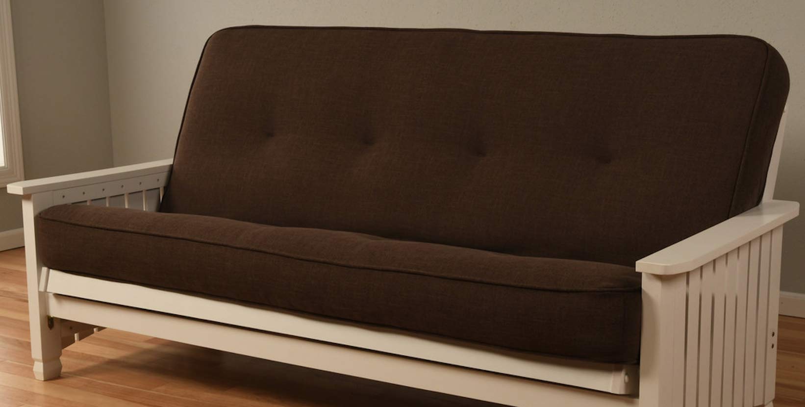 Full Size Futon Mattress with Innerspring - Modern Linen Fabric in Brown | Perfect for Sofa Beds, Guest Rooms & Small Spaces