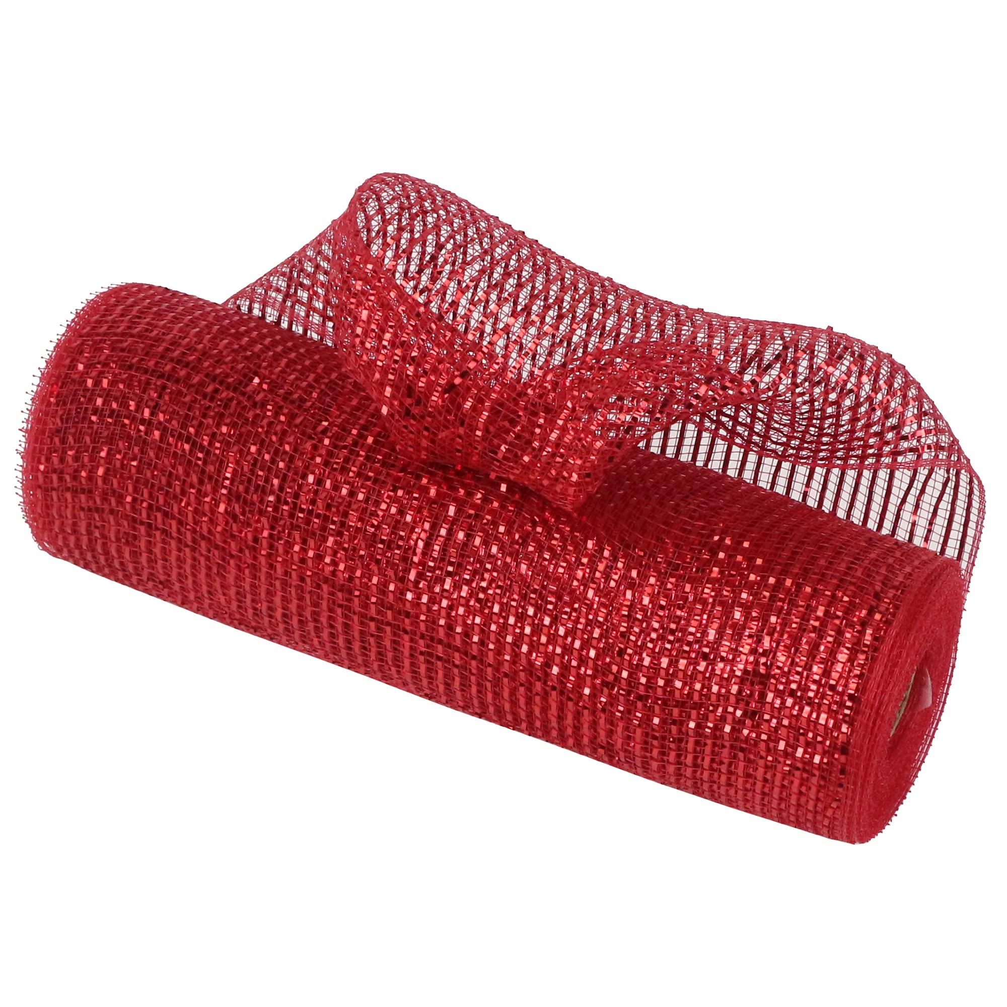 MEEDEE 10 Inch Wide Red and Gold Metallic Mesh Ribbon - 30 Feet Christmas Tree Decoration, Wreath & Garland Craft Supplies for Holiday DIY, Party Decor, Gift Wrapping and Home Décor