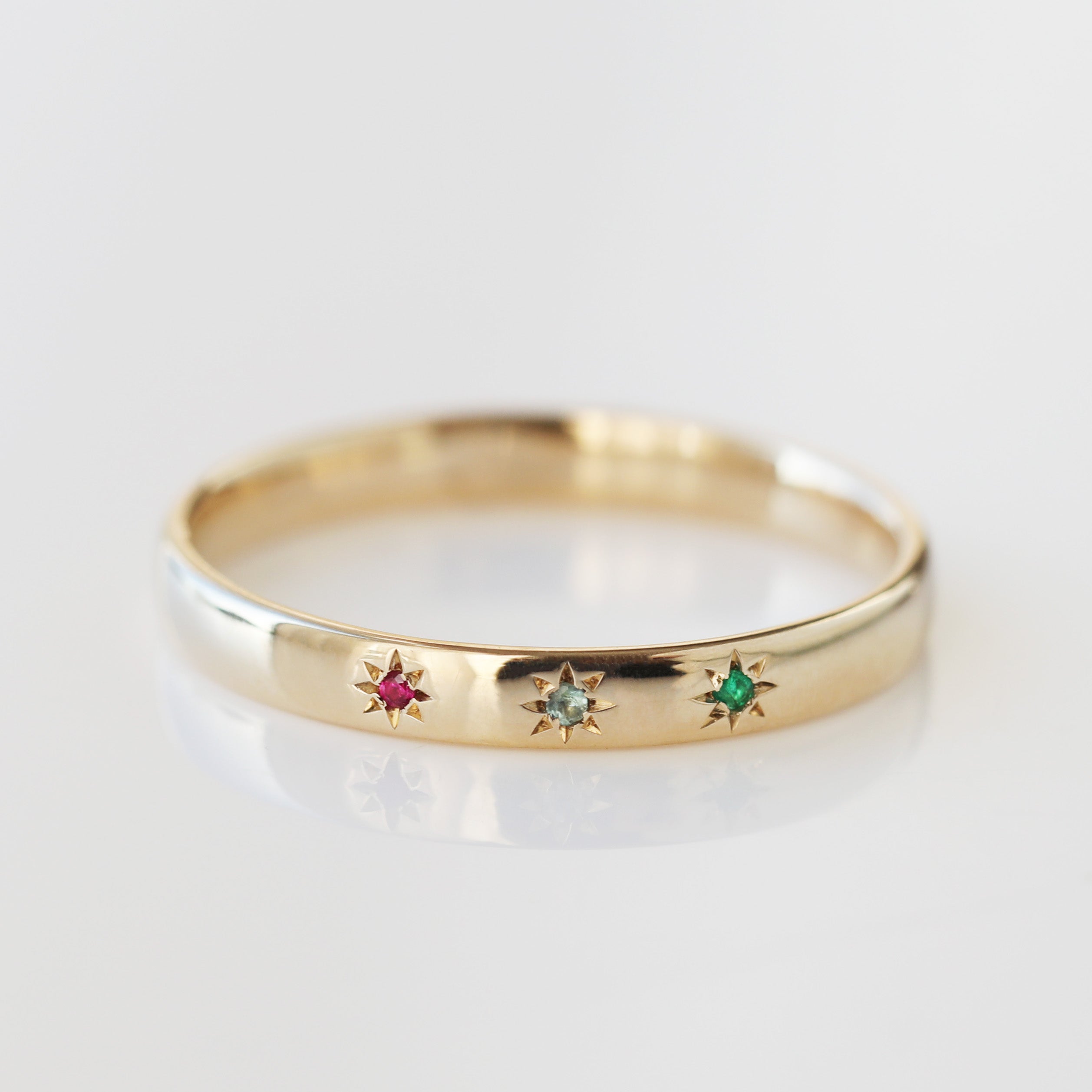 Custom Made Birthstone Star Set Band Ring - Personalized Zodiac Jewelry for Women - Perfect for Birthdays, Anniversaries & Gift Giving