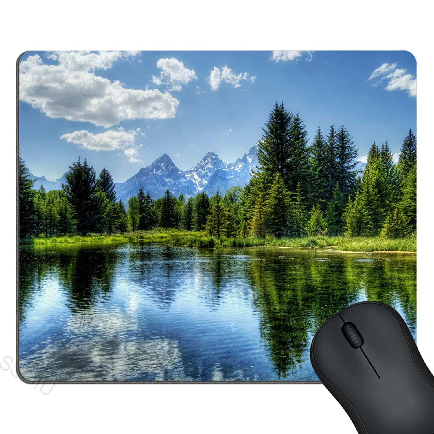 Custom SSOIU Gaming Mouse Pad with Beautiful Mountain Landscape - Non-Slip Rubber Base, Comfortable Surface (9.5x7.9 Inches/240x200x3mm) - Perfect for PC Gaming, Office Work & Home Computer Setup