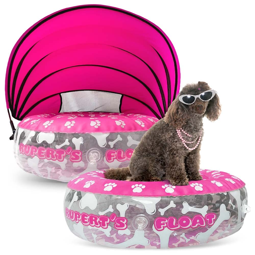 Rupert’s Inflatable Dog Pool Float for Small to Medium Dogs - Canopy Pet Lounger with Shade, Water Raft & Stay Dry Design - Perfect for Pool, Beach, Lakes & Summer Fun (Puppy Floats & Pet Accessories)