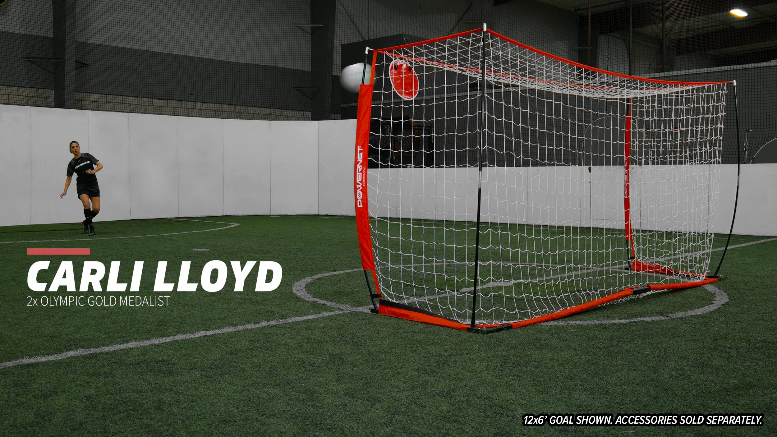 PowerNet Carli Lloyd 4-Piece Multi-Function Soccer Training Bundle - Portable Defender & Collapsible 14x7 ft Goal Net for Team/Solo Practice - Perfect for Backyard, Park & Field Training Sessions