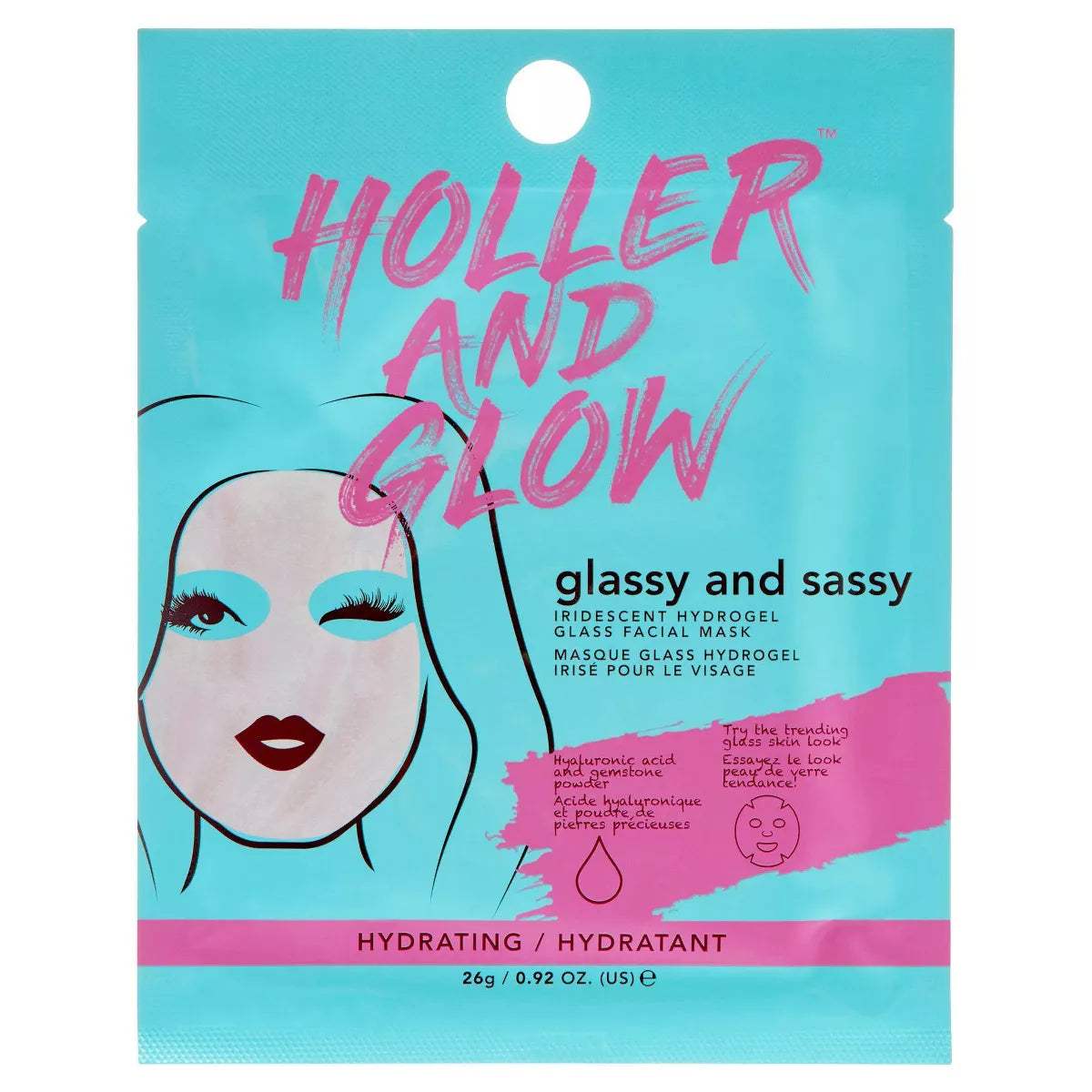 Holler and Glow Glassy & Sassy Sheet Mask - Hydrating Facial Mask for Glowing Skin | Perfect for Spa Night, Self-Care Routine & Skincare Regimen