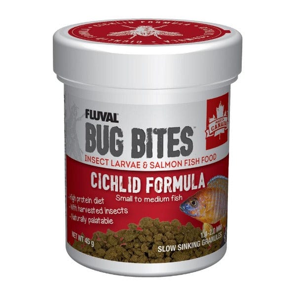 Fluval Bug Bites Slow Sinking Granules - High Protein Cichlid Fish Food, 45g - Ideal for African Cichlids & Tropical Fish in Home Aquariums