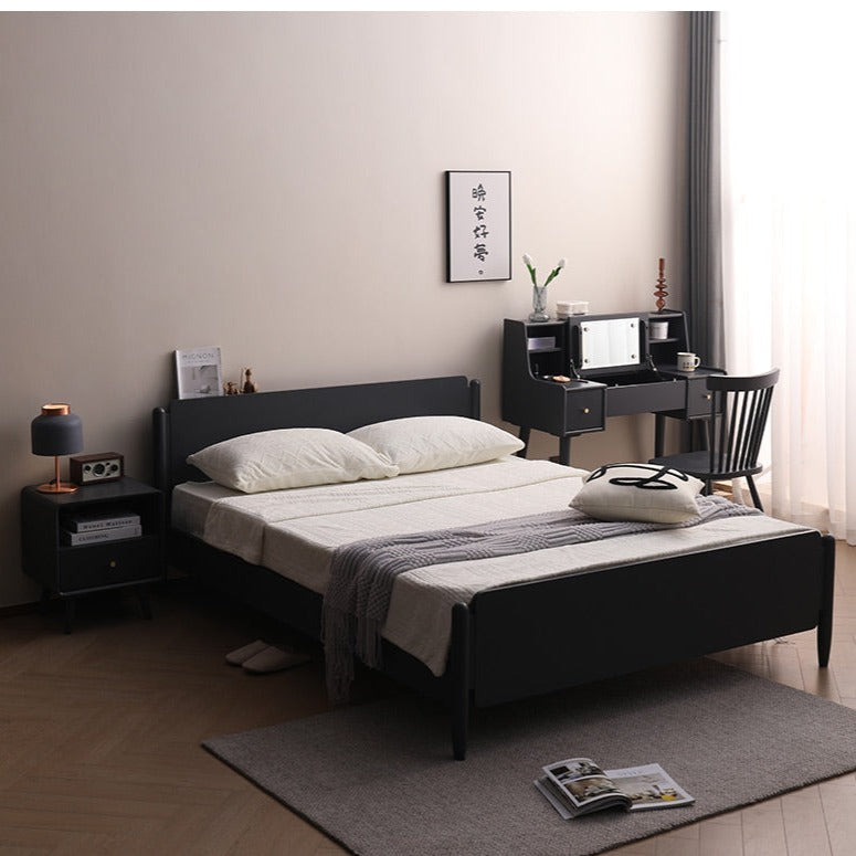 ISABEL TOKYO Japanese Scandinavian Dresser Vanity Table with Mirror - Walnut, Black, White & Gray Colors - Perfect for Bedroom, Dressing Room & Makeup Studio