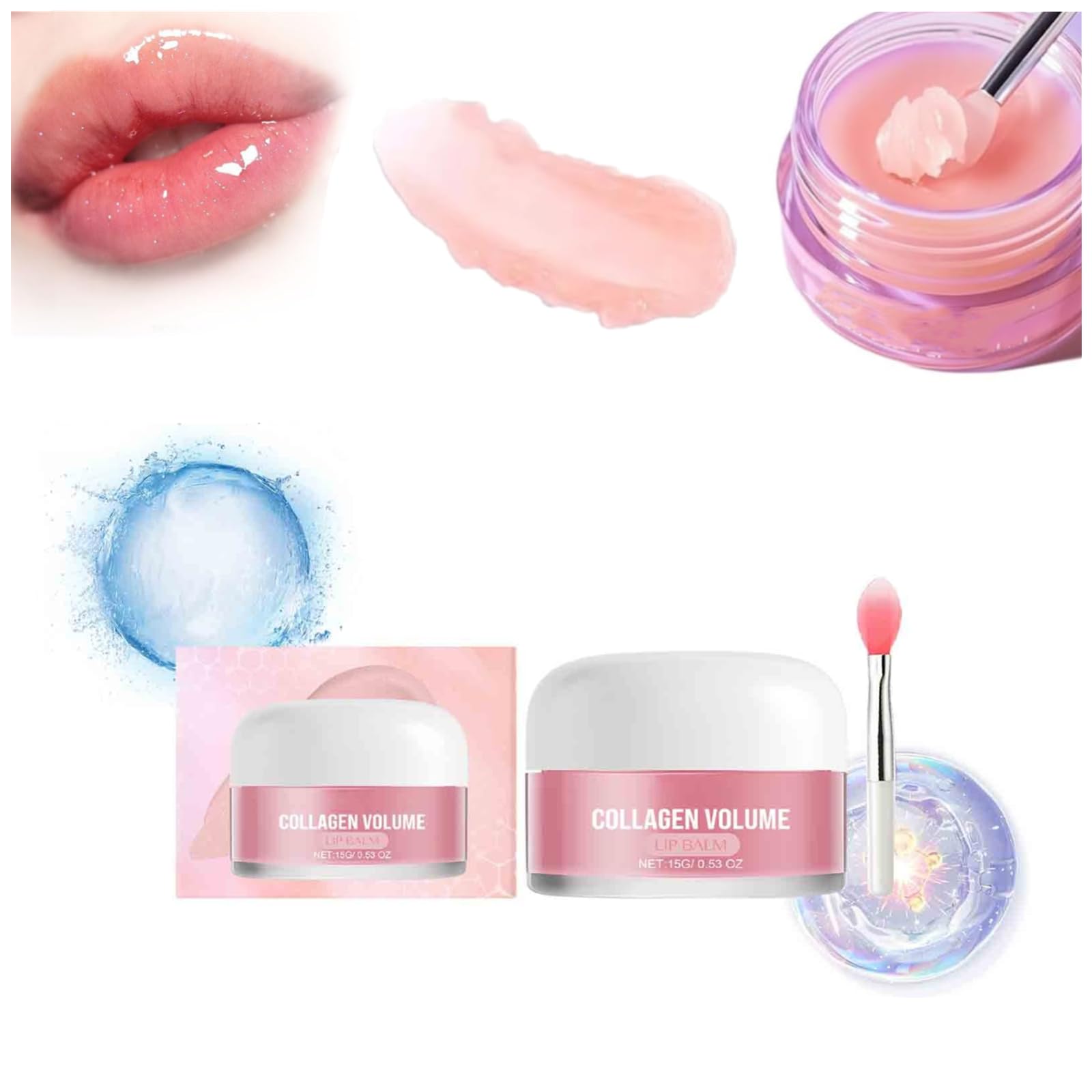 Collagen Peptide Lip Balm for Hydration & Volume - Overnight Lip Sleeping Mask with Moisture Boost, Smoothing & Plumping Effect - Sheer Glossy Finish for Fuller Lips - Perfect for Night Care & Daily Lip Treatment (1pc)