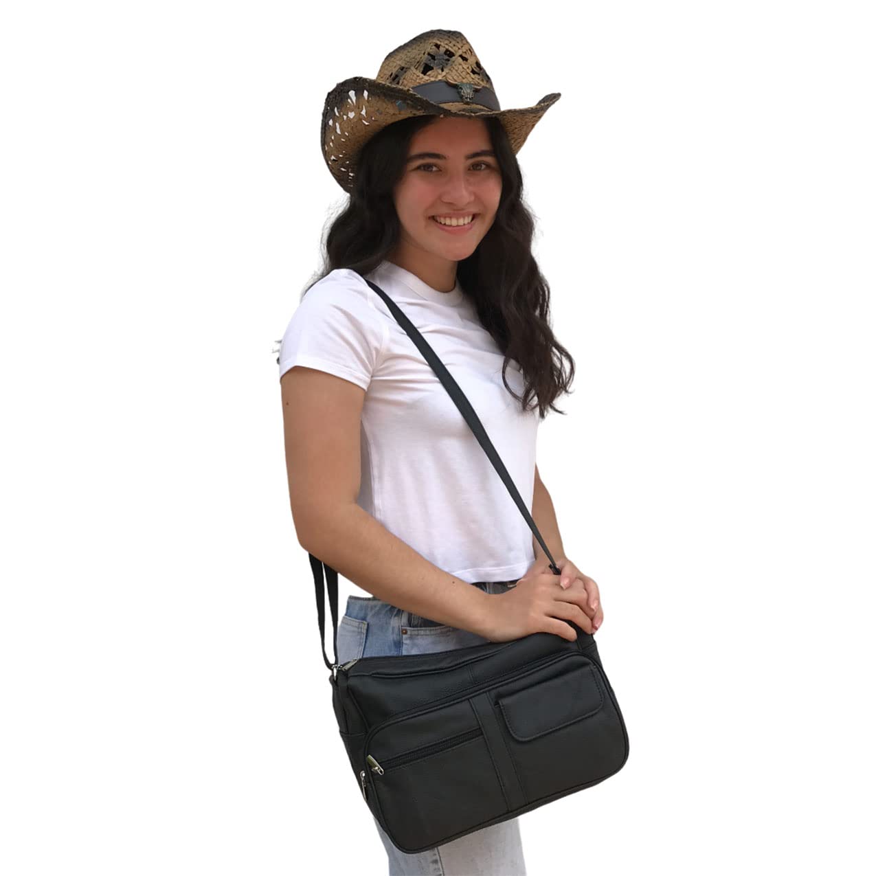 SILVERFEVER Medium Leather Handbag for Women - Stylish Shoulder Bag with Built-in Wallet Organizer - Perfect for Work, Travel & Everyday Use