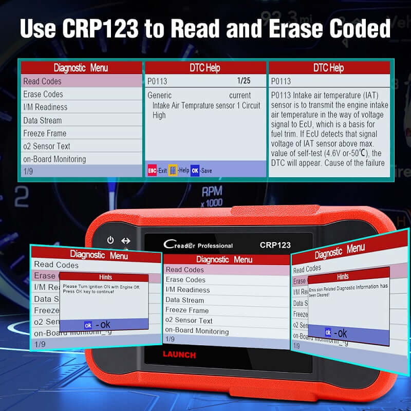 2025 LAUNCH CRP123 OBD2 Scanner - Engine, ABS, SRS, Transmission Code Reader, Full OBDII Diagnostic Tool with Live Data Graph & Lifetime Free Updates - Perfect for Car Repair Shops, DIY Mechanics, and Vehicle Maintenance