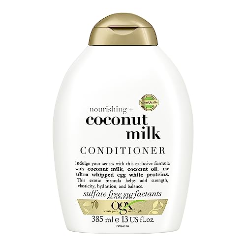 OGX Nourishing Coconut Milk Hair Conditioner, Sulfate-Free, 13 Fl Oz - Hydrating & Repairing for Dry, Damaged Hair - Perfect for Daily Use & Salon-Quality Results at Home