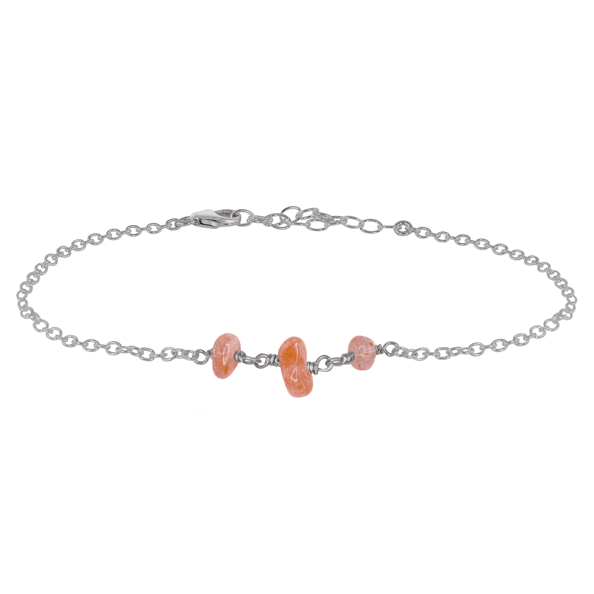 Sunstone Beaded Chain Anklet - Handmade Boho Ankle Bracelet for Women | Adjustable Crystal Jewelry for Summer Beach & Festival Outfits