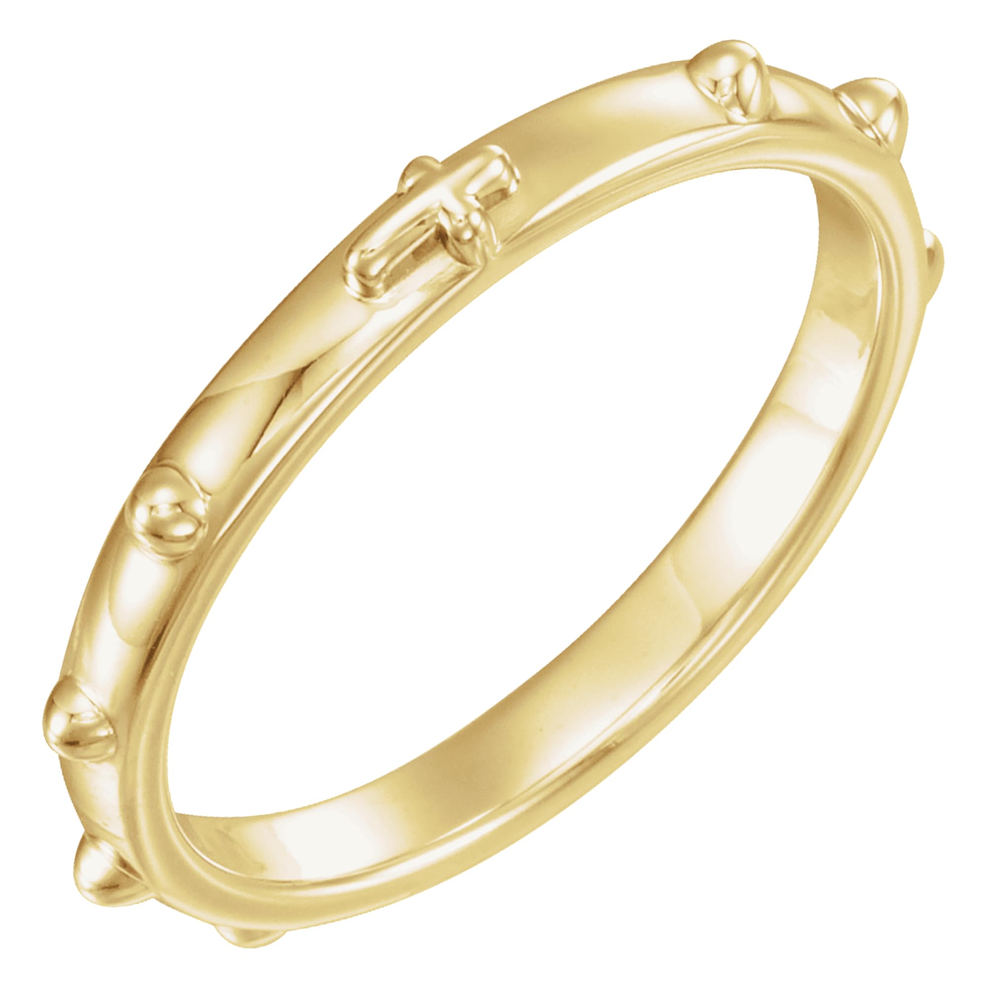 14K Yellow Gold 2.50mm Rosary Ring for Men & Women - Size 10 | Religious Jewelry, Unisex Wedding Band, Spiritual Gift for Baptism & First Communion