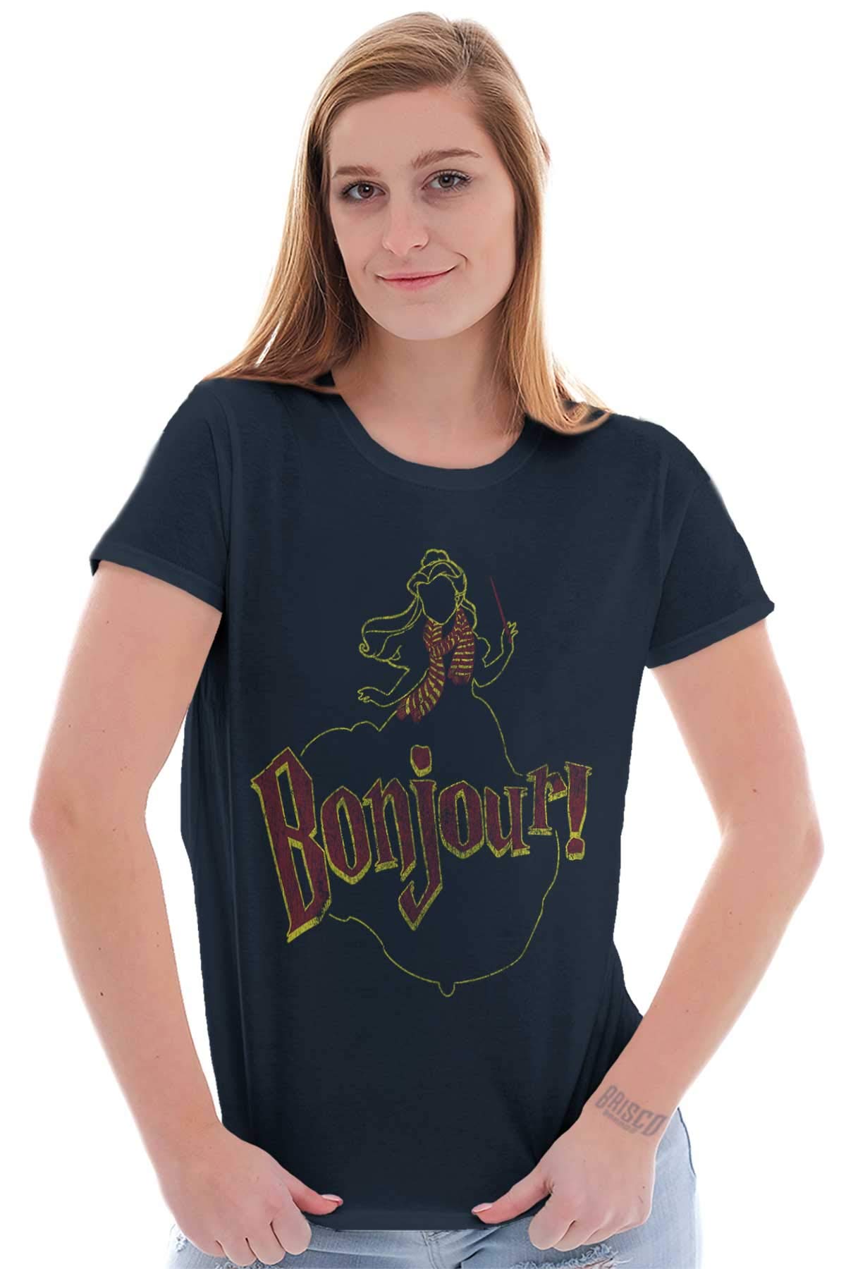 Funny Beauty Bonjour French Princess Women's Graphic Tee - Trendy Junior T-Shirt for Casual Wear, Girls Fashion & Everyday Outfits