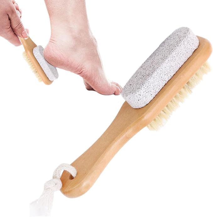 Natural Pumice Stone for Feet and Hands - Callus Remover, Exfoliator & Dry Skin Scrubber with Ergonomic Handle - Perfect for Pedicures, Manicures & At-Home Foot Care (Medium, 1-Pack)