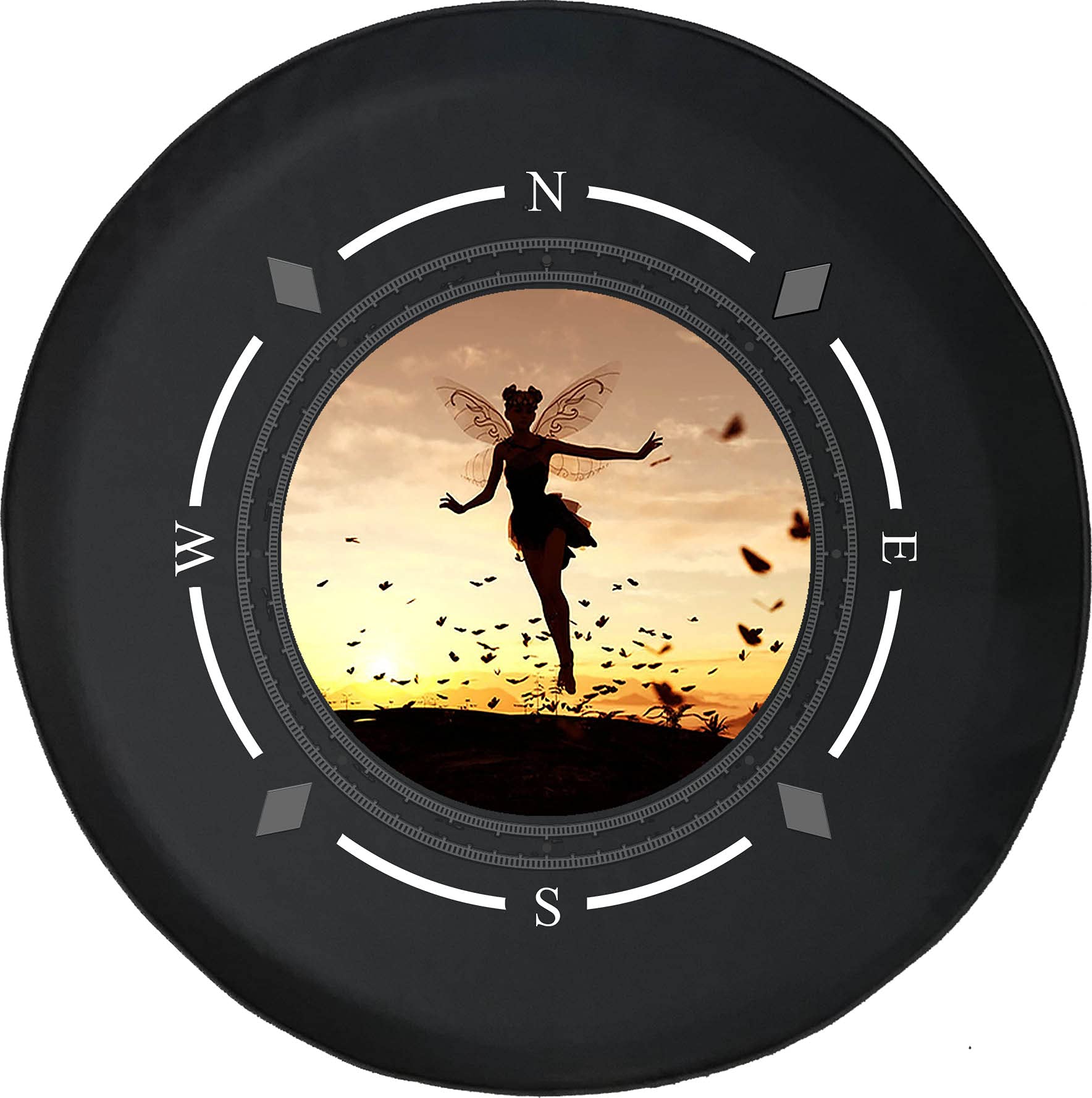 American Unlimited Spare Tire Cover with Compass & Sun Wheel Design - Universal Fit for SUV, Trailer, RV & Most Vehicles | Durable Outdoor Accessory for Camping, Road Trips & Off-Road Adventures