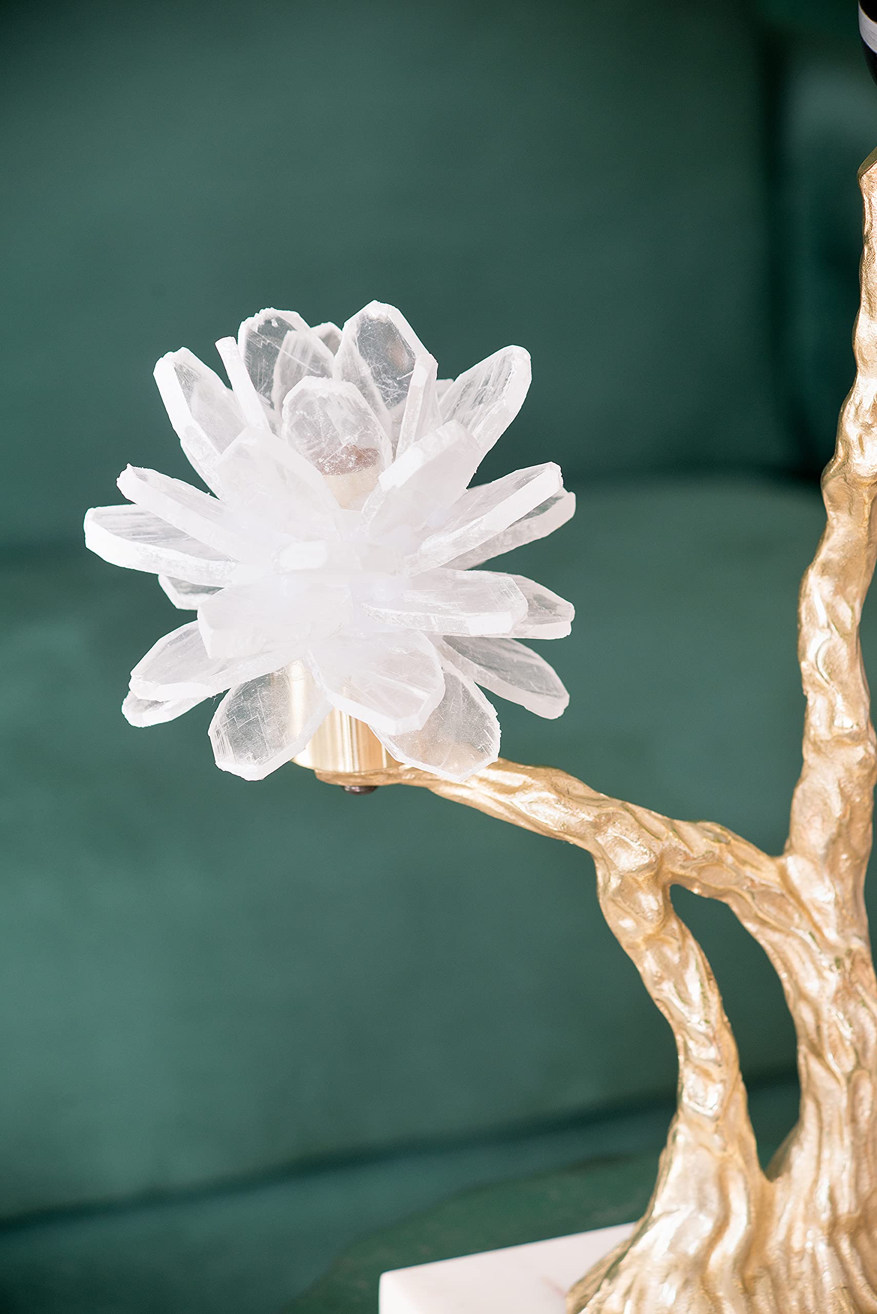 A&B Home Aluminum Candle Holder with Marble Base - Glass Bird & Selenite Flower Tree of Life Design - Modern Tabletop Centerpiece for Living Room, Console Table, Entryway - 8x5x15 Inches - Perfect for Home Decor, Wedding Centerpieces & Holiday Decorations