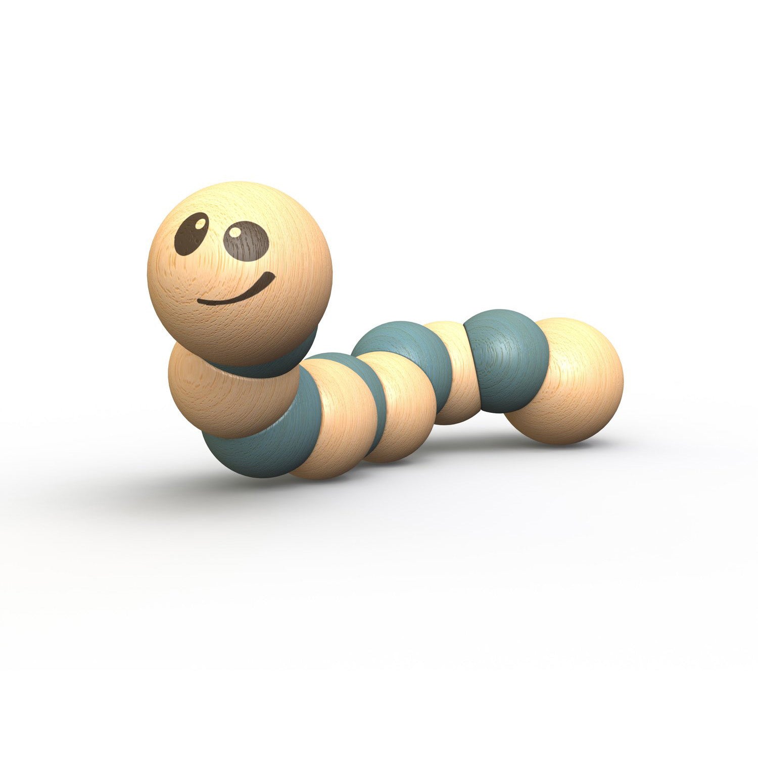 BeginAgain Earthworm Blue - Eco-Friendly Wooden Toy for Kids, Fun & Educational Crawling Worm Game - Perfect for Indoor Play, Preschool Learning & Birthday Gifts