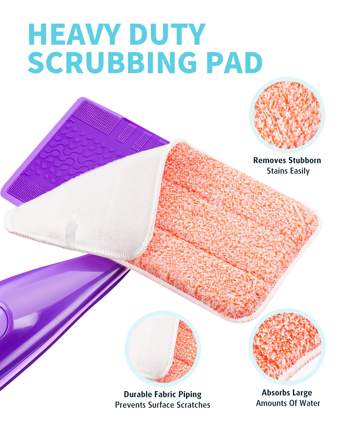**Power Scrubbing Reusable Mop Pads for Swiffer Wet Jet (6 Pack) – Washable Microfiber Wet & Dry Floor Cleaning Refills – Ideal for Kitchen, Bathroom & Hardwood Floors**