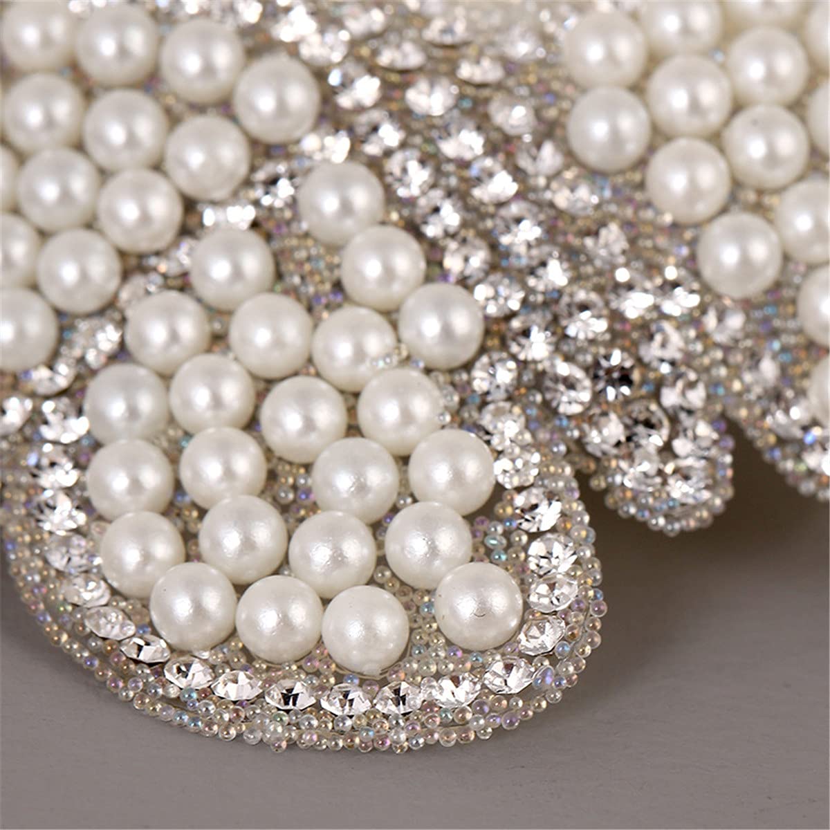 5 Pcs White Pearl Butterfly Rhinestone Iron-On Patches for Clothing - DIY Sew-On Applique Repair Decoration for Jeans, Bags, Jackets & Crafts | Perfect for Customizing Denim, Backpacks & DIY Fashion Projects