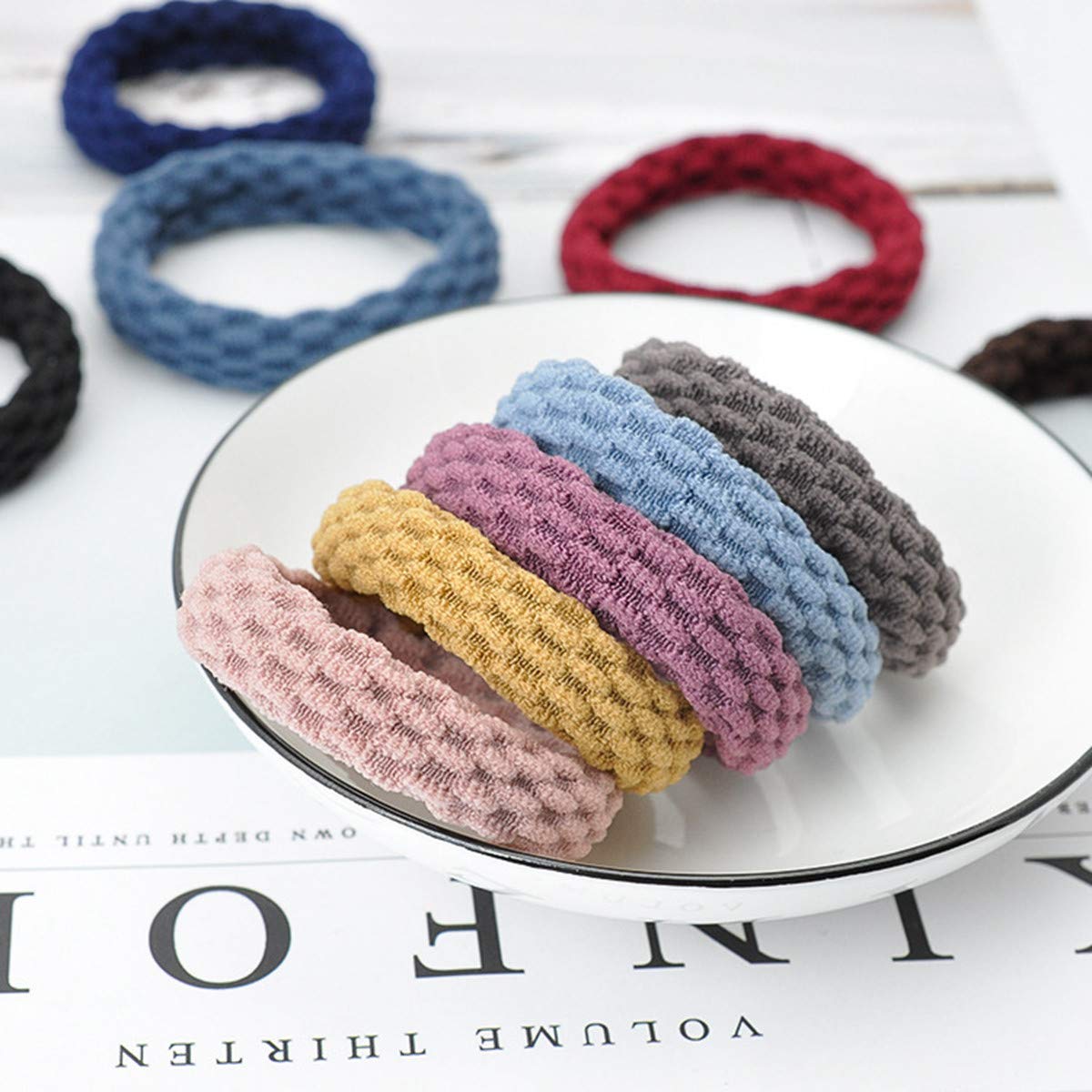 100 Pcs Hair Bobbles for Women & Girls - Soft Cotton Elastic Hair Bands in 10 Colors - Stretchable Hair Ties for Ponytails, Braids & Everyday Hairstyles